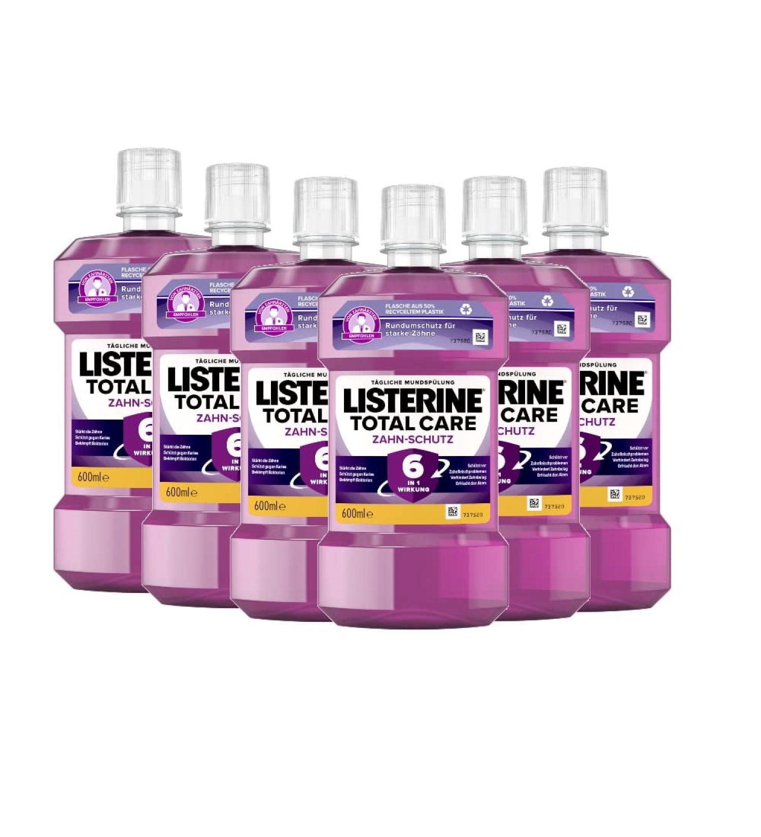 Buy Listerine Total Care Zahn Protection Mouthwash - 6-in-1 Dental Protection (6 x 600ml) - Strong Teeth Anti-Caries International Shipping - Buy Online on GoSupps.com