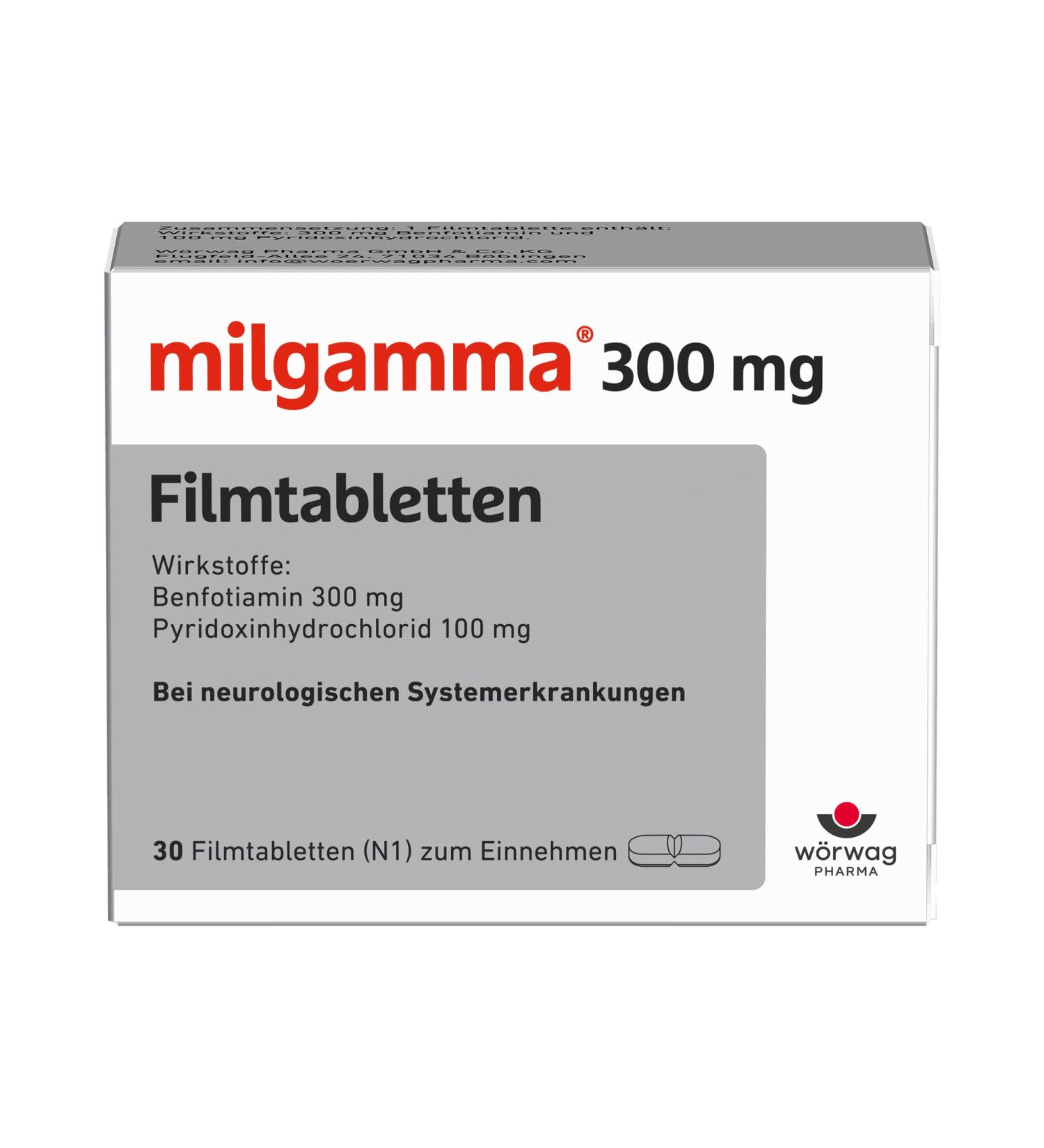 Buy Milgamma 300 mg Vitamin B1 Film-Coated Tablets with Benfotiamine & Vitamin B6 - 30 Count for Optimal Health | International Shipping - Buy Online on GoSupps.com