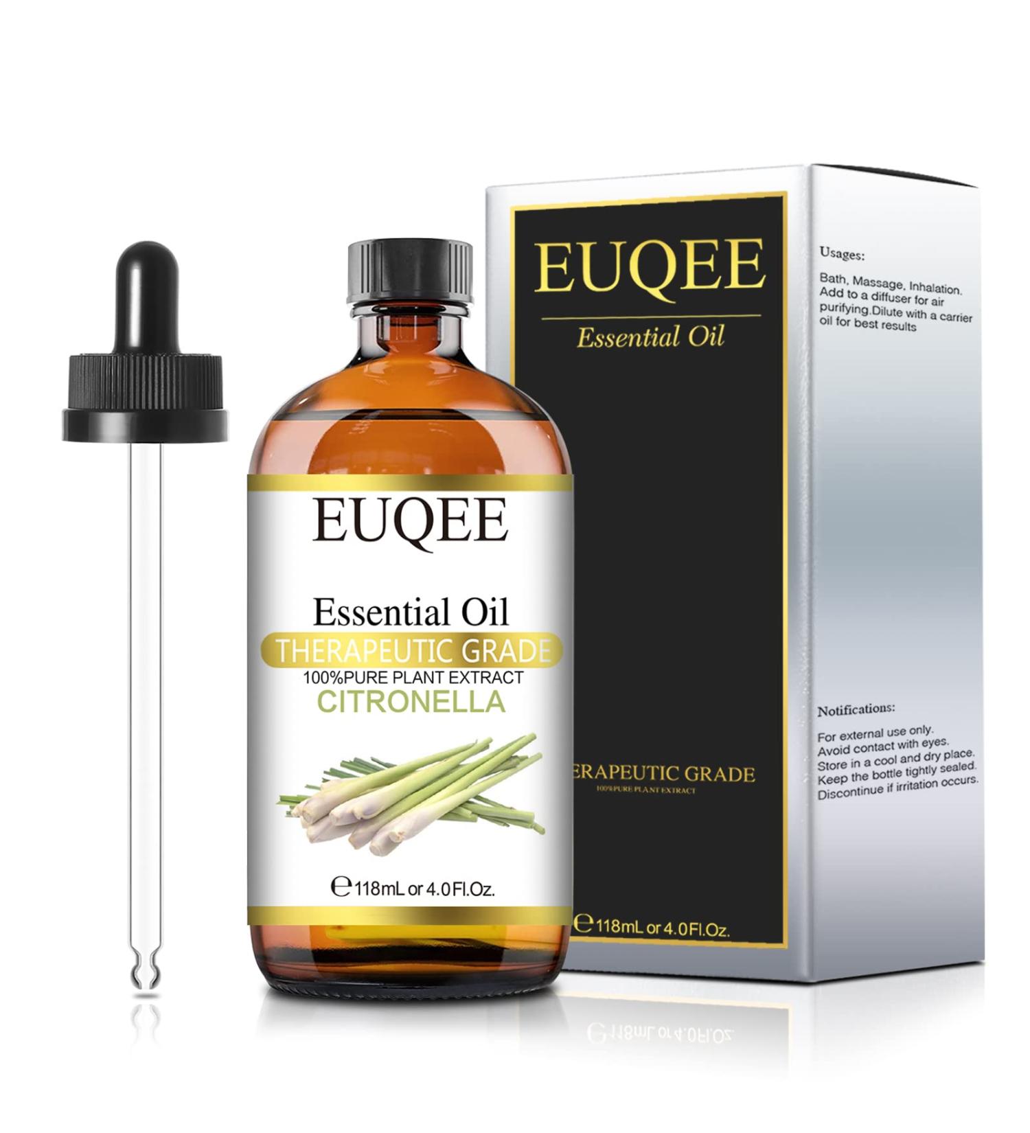 EUQEE Citronella Essential Oil 118ml - Pure Aromatherapy Oil for Diffusers and Humidifiers - Buy Online on GoSupps.com