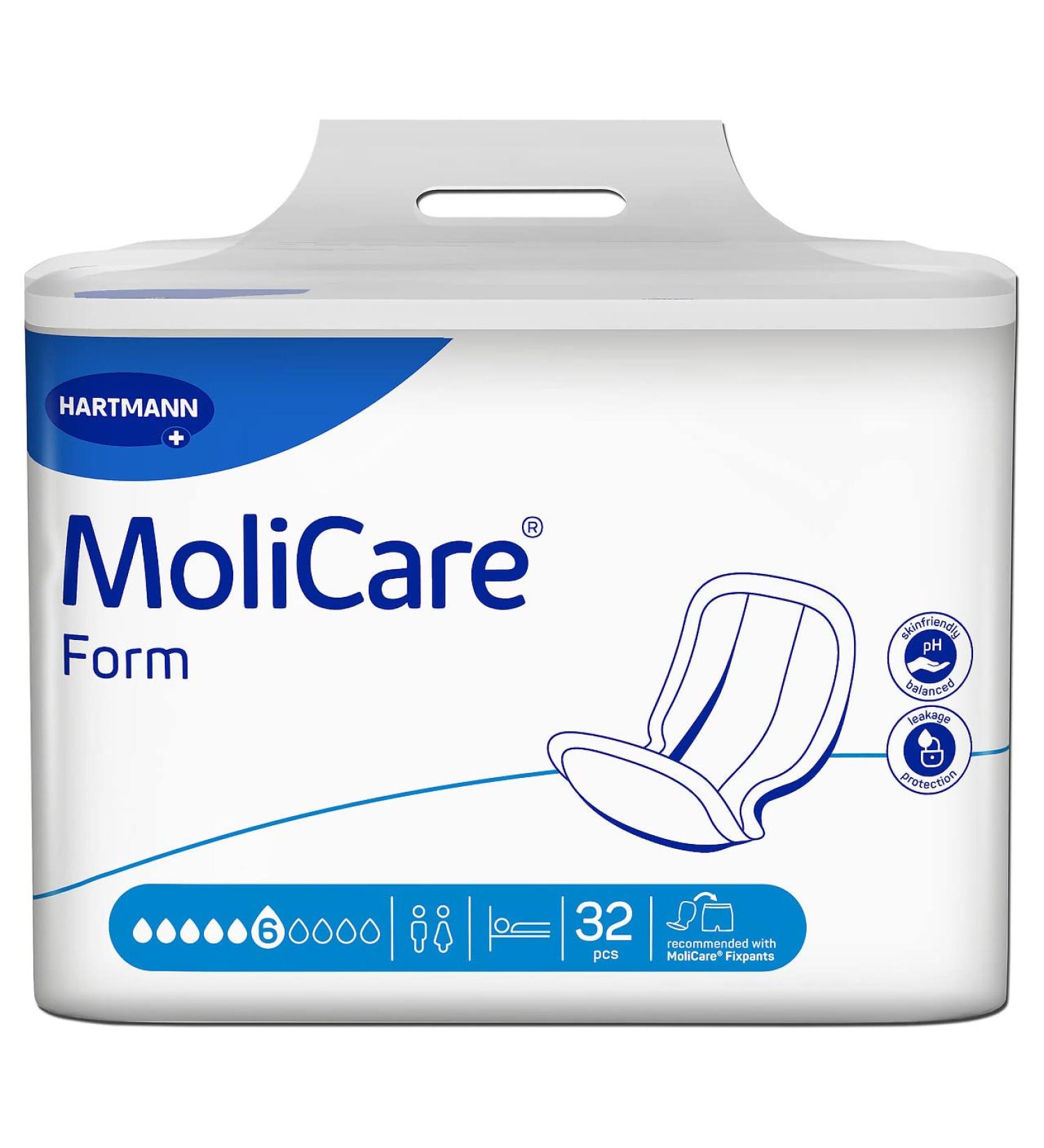 Molicare Form 6 Drops for Medium Incontinence | Extra Protection & Discretion | 128 Pieces - Ideal for Men & Women | Compatible with Molicare Premium Fixing Pants - Buy Online on GoSupps.com
