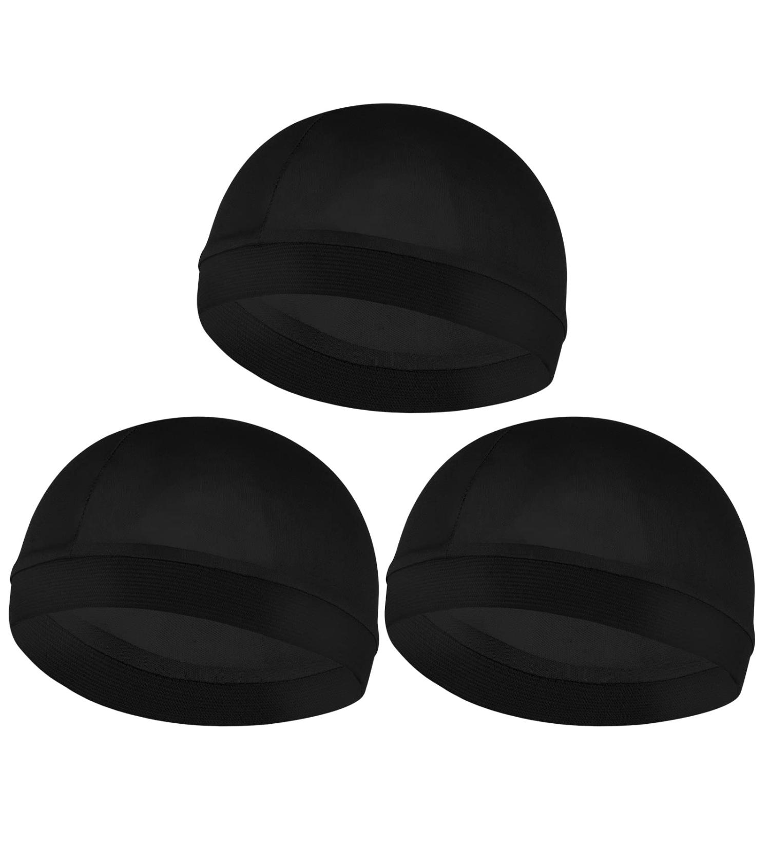 Sibba 3 Pack Elastic Band Wave Caps for Men | Silky Durag & Skull Caps | Breathable Black Headwraps & Beanies for Bathing Accessories - Buy Online on GoSupps.com