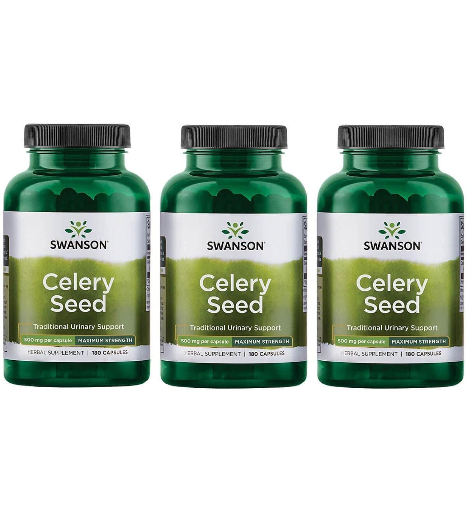Swanson Premium Celery Seed Max Strength Antioxidant Support 500mg 180 Capsules (3 Pack) - Buy Online on GoSupps.com