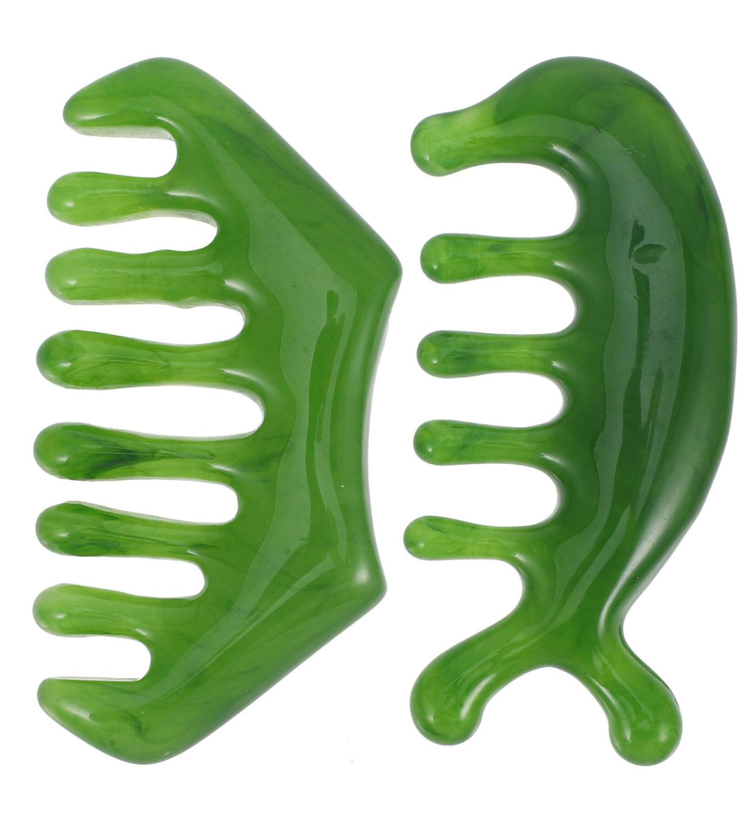 Healvian Natural Jade Head Massage Comb - Antistatic Gua Sha Tool for Hair Growth & Full Body Acupressure - Buy Online on GoSupps.com