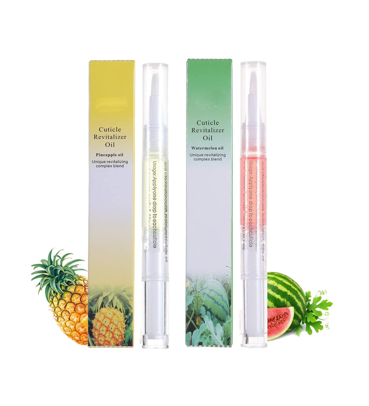 2Pcs Cuticle Oil Pen with Natural Ingredients for Nail Care - Watermelon & Pineapple Scented - Buy Online on GoSupps.com