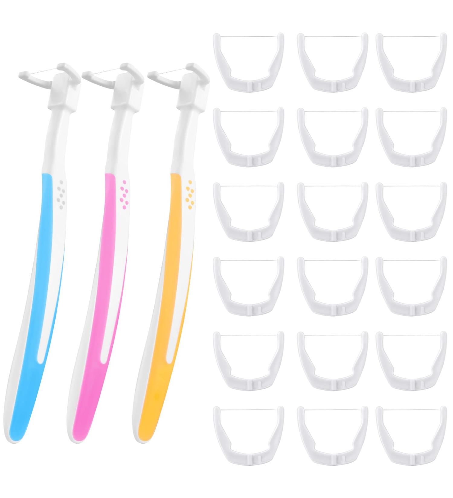 Cunhill 3-Piece Tooth Floss Handle Set - 300 Unflavored Refill Heads Colorful Interdental Flossers for Effective Teeth Cleaning - Eco-Friendly & Reusable - Buy Online on GoSupps.com