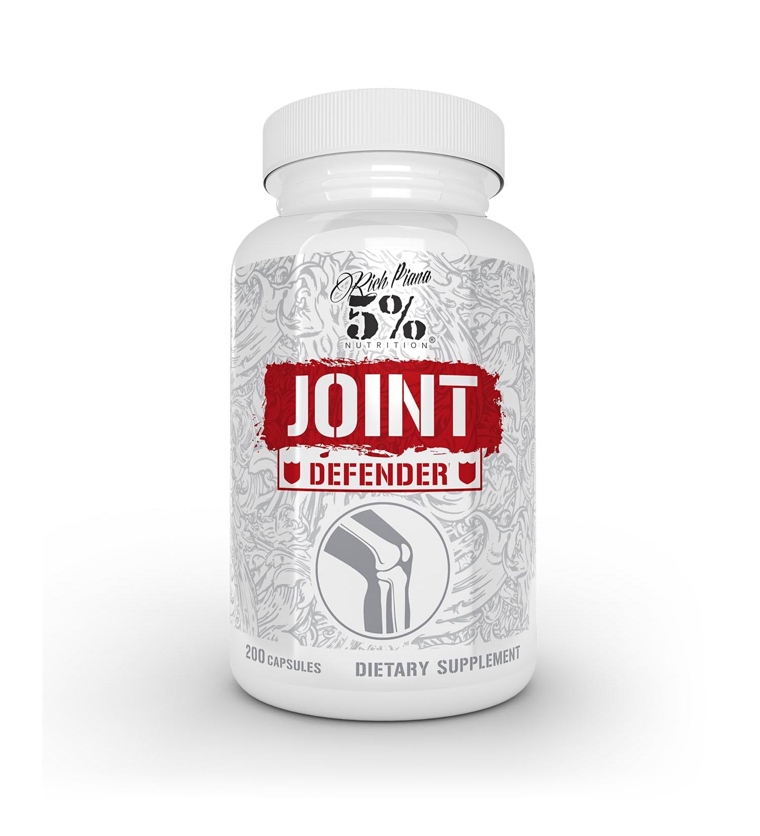 5% Nutrition Rich Piana Joint Defender Maximum Joint Support Supplement | Collagen Glucosamine Chondroitin Turmeric Curcumin with Black Pepper MSM Hyaluronic Acid | 200 Capsules 25 Servings - Buy Online on GoSupps.com