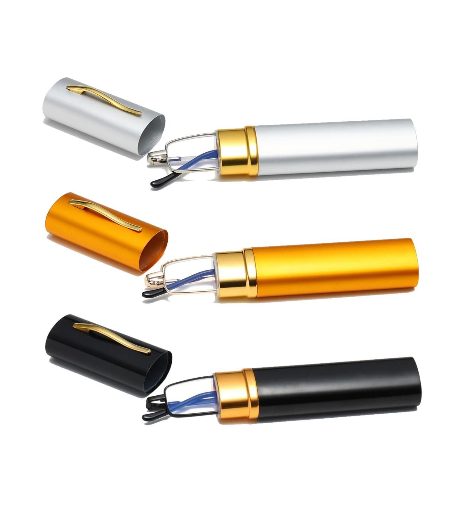 Hubeye 3 Pairs Compact Metal Reading Glasses - Lightweight Spring Hinge | 2.00 Diopters | Classic Black/Gold/Silver | International Shipping - Buy Online on GoSupps.com