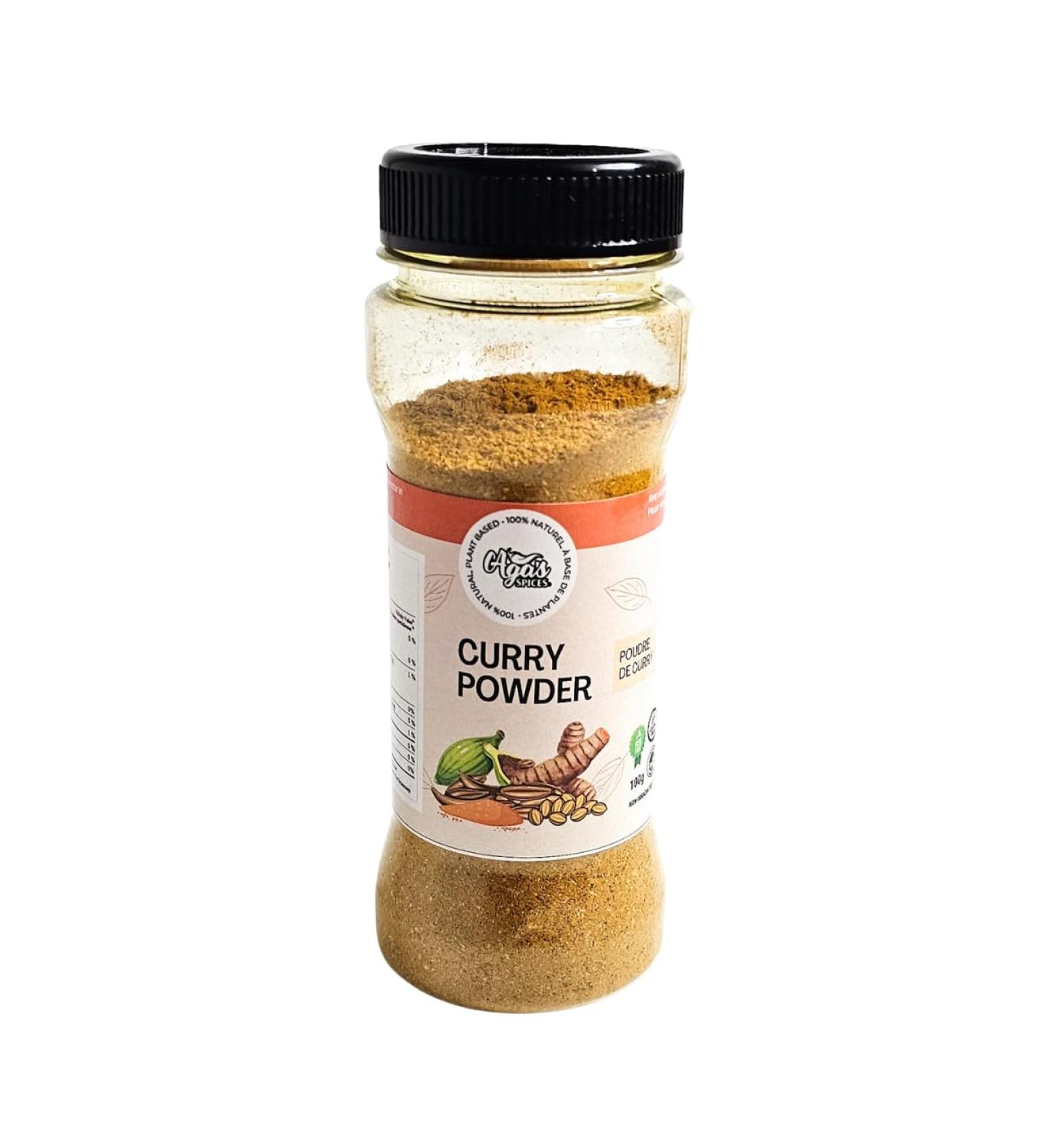 Aga's Wholesome Curry Powder 100g Made with 11 Spices All Natural Salt Free MSG Free Mild Plant Based West African - Nigerian Style Curry Powder Gluten Free Vegan Non-Irradiated GMO Free - Buy Online on GoSupps.com