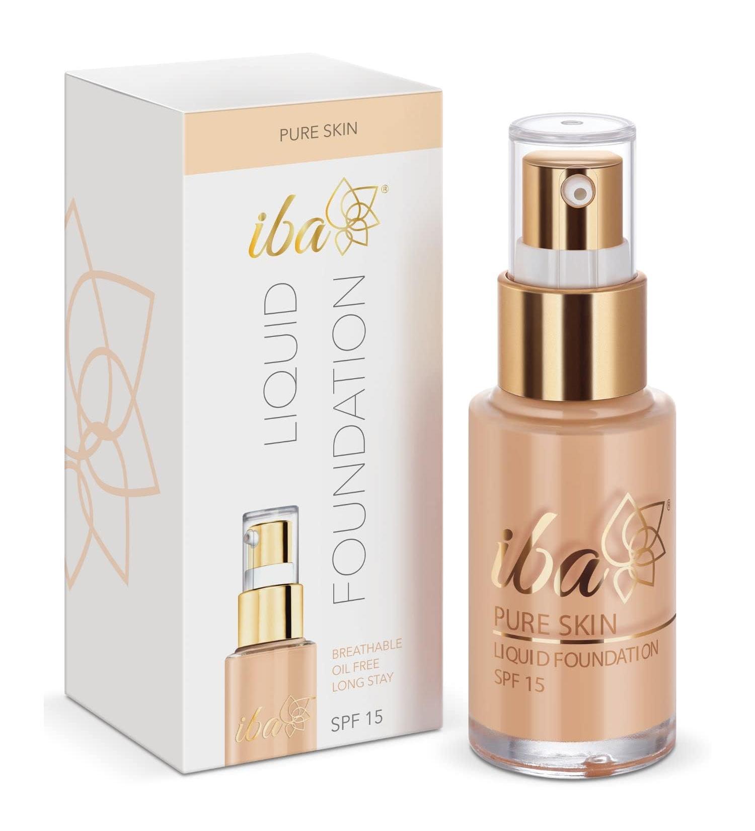 Iib-ba Pure Skin Liquid Foundation - Natural Beige 30ml | Full Coverage l Long Lasting | Lightweight l Oil Free Dewy Finish | SPF 15 | Halal Certified & Vegan Makeup - Buy Online on GoSupps.com