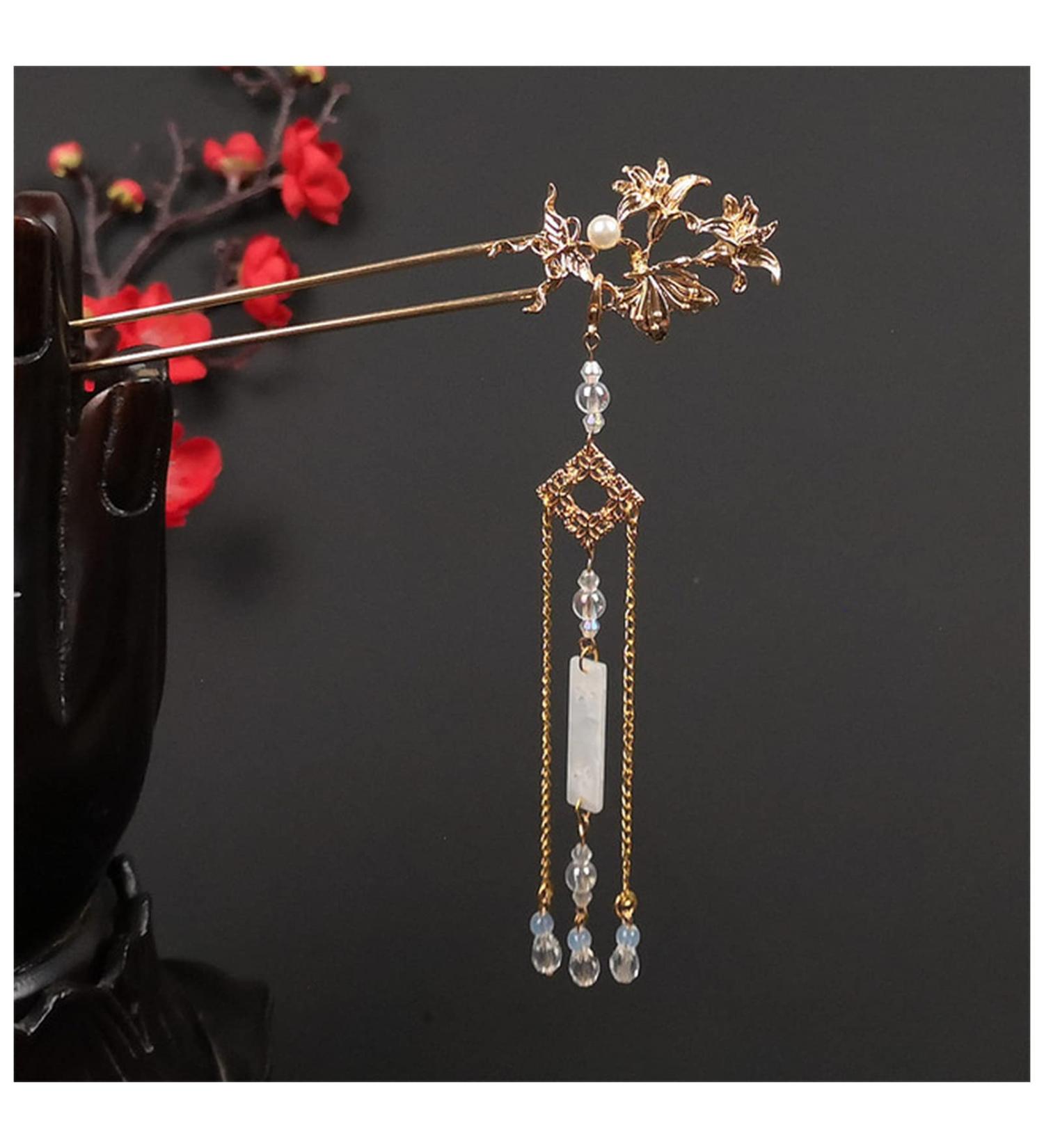 Hair Clips Hanfu ancient ornaments head ornaments Chinese style hair ornaments hair sticks metal hair clips Blue Hair Clips (Size : D) - Buy Online on GoSupps.com