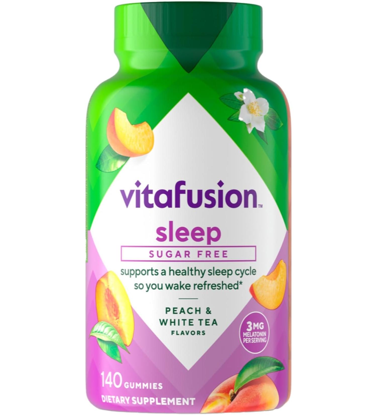 VitaFusion Melatonin Gummies - Sugar Free White Tea & Peach, 140 Count - Buy Online on GoSupps.com