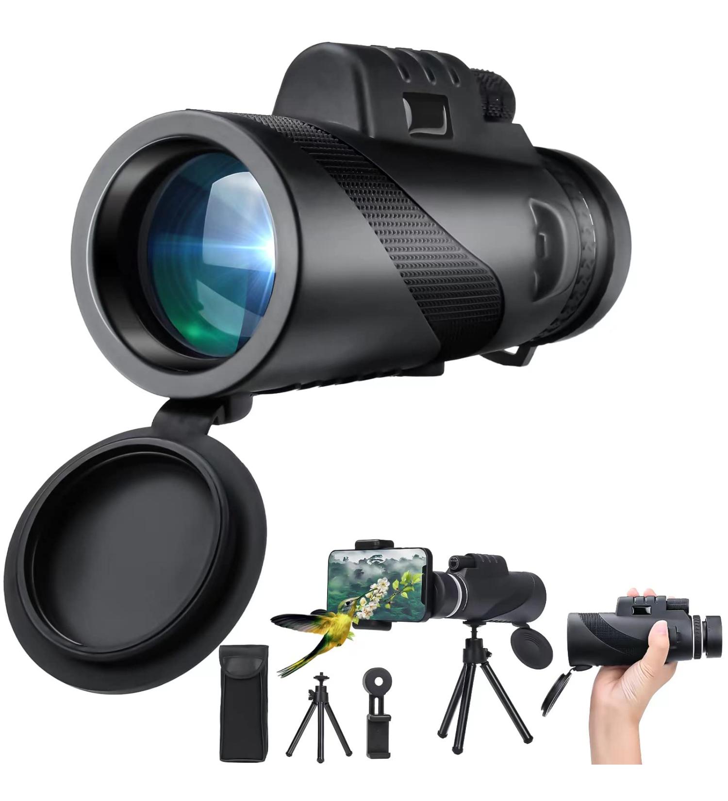 AMESEDAK 12x60 High Power Monocular Telescope - Compact & Portable HD Monocular with Low Light Vision, Smartphone Adapter Included - Buy Online on GoSupps.com