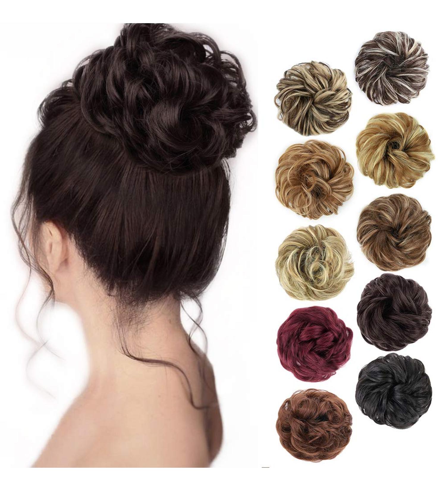 MORICA Messy Hair Bun Scrunchie Extension in Dark Brown - Women's Curly Wavy Synthetic Chignon Updo Hairpiece - Buy Online on GoSupps.com
