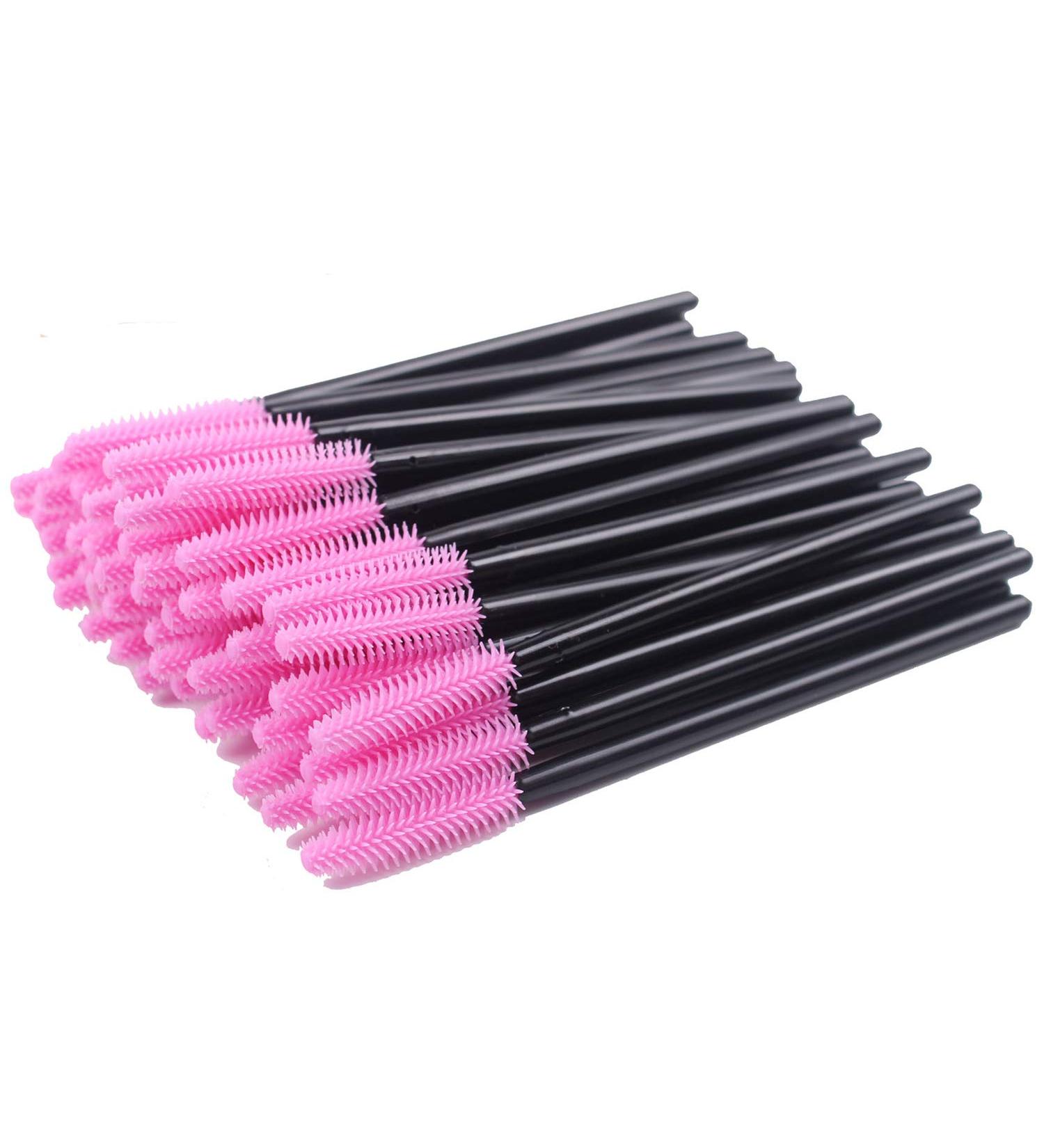BIHRTC Pack of 100 One-Off Disposable Silicone Eyelash Mascara Brushes Wands Set - Deep Pink - Buy Online on GoSupps.com
