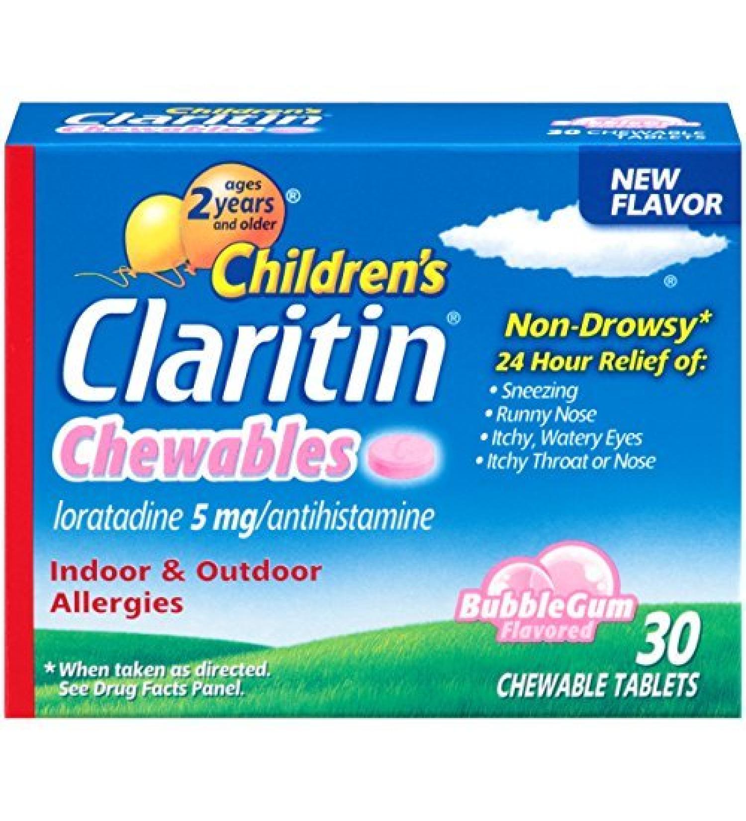 Children's Claritin Allergy Chewable Tablets 5mg 30ct x 3 Pack - Non-Drowsy 24 Hour Relief - Bubblegum Flavor - Buy Online on GoSupps.com