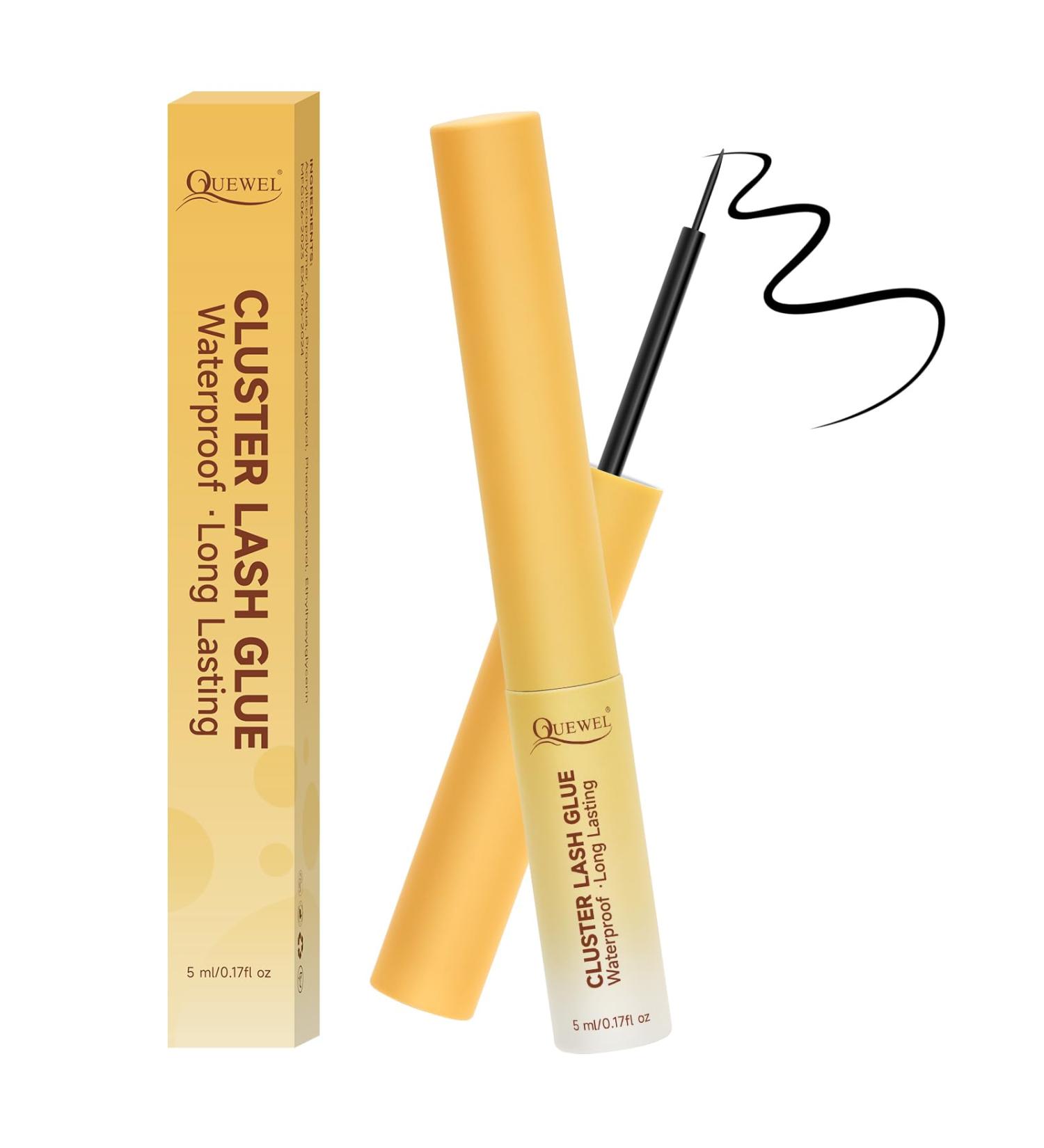 Buy Quewel Eyelash Glue for DIY Eyelash Extensions - Waterproof Black Adhesive (5+5ml) | Long-Lasting Bond for Cluster & Individual Lashes - Buy Online on GoSupps.com