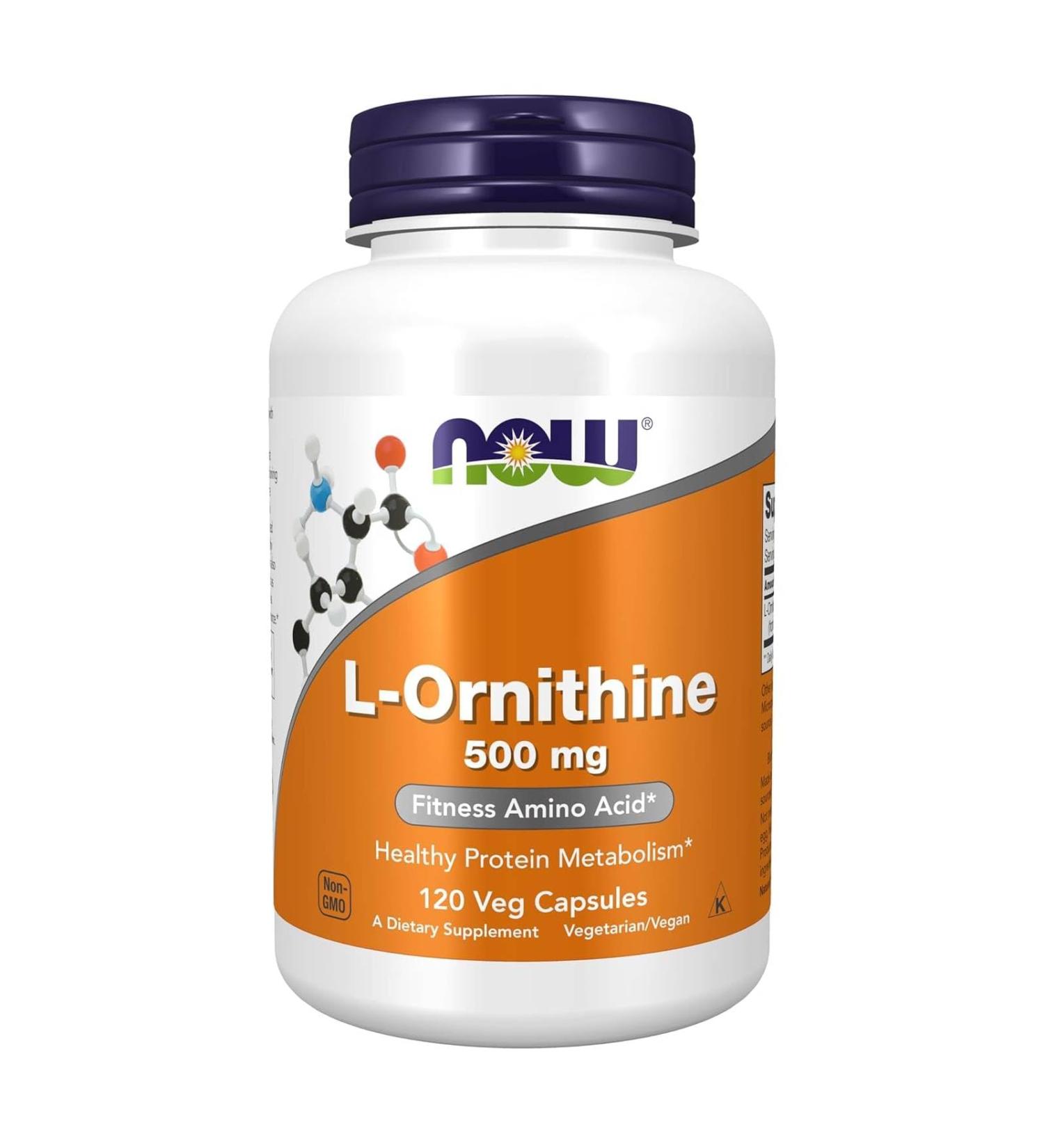 NOW Supplements L-Ornithine 500mg Capsules 120 Count Unflavored 120 count (Pack of 1) - Buy Online on GoSupps.com