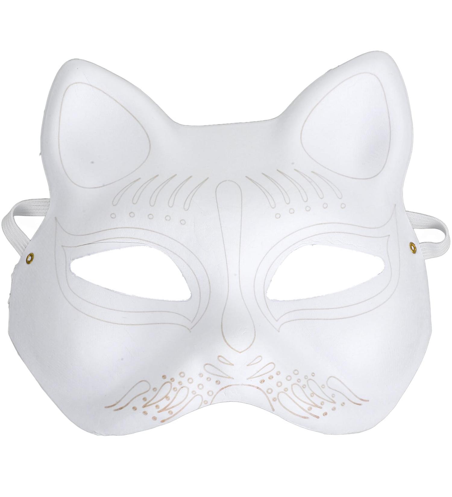 ABOOFAN White Cat Mask - Unpainted DIY Half Face Therian Halloween Mask for Masquerade - International Shipping Available - Buy Online on GoSupps.com