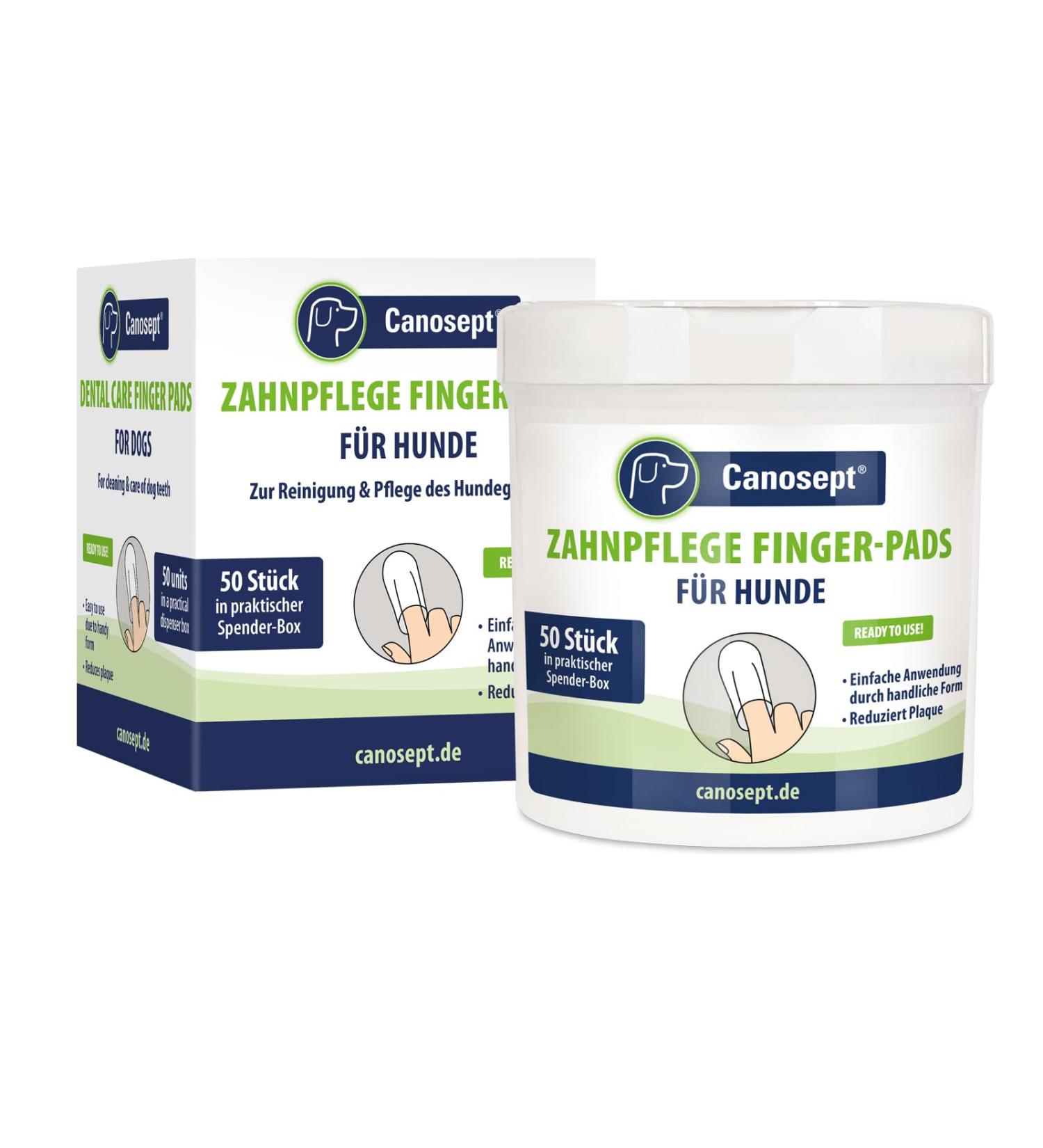 Canosept Dental Care Finger Pads for Dogs - 50 Piece Tartar Remover & Toothbrush - Freshens Bad Breath & Cleans Teeth - Buy Online on GoSupps.com