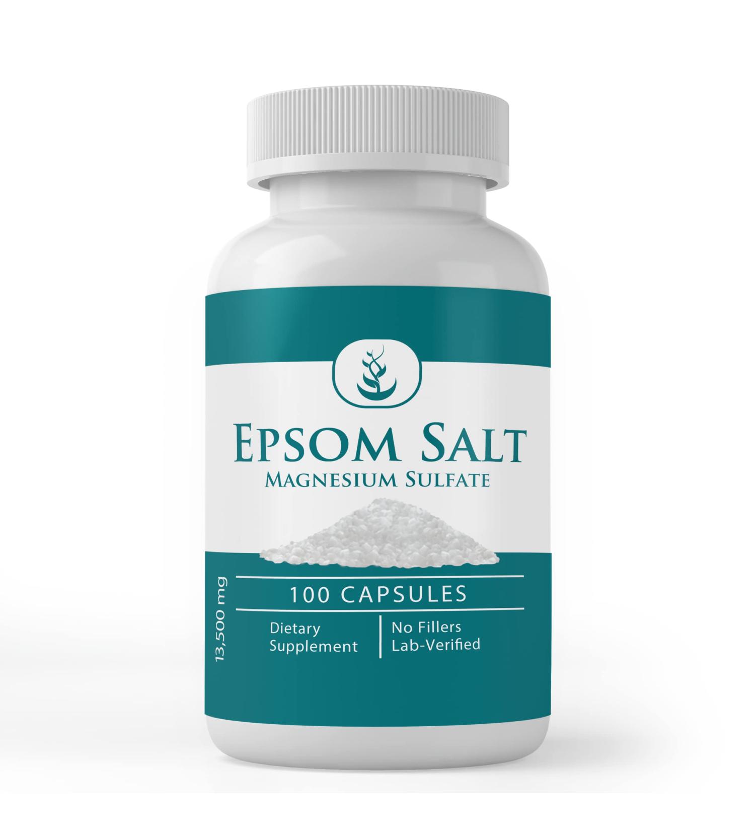Pure Original Epsom Salt Capsules - 100 Count (Pack of 1) | Lab Verified, No Additives or Fillers - Buy Online on GoSupps.com
