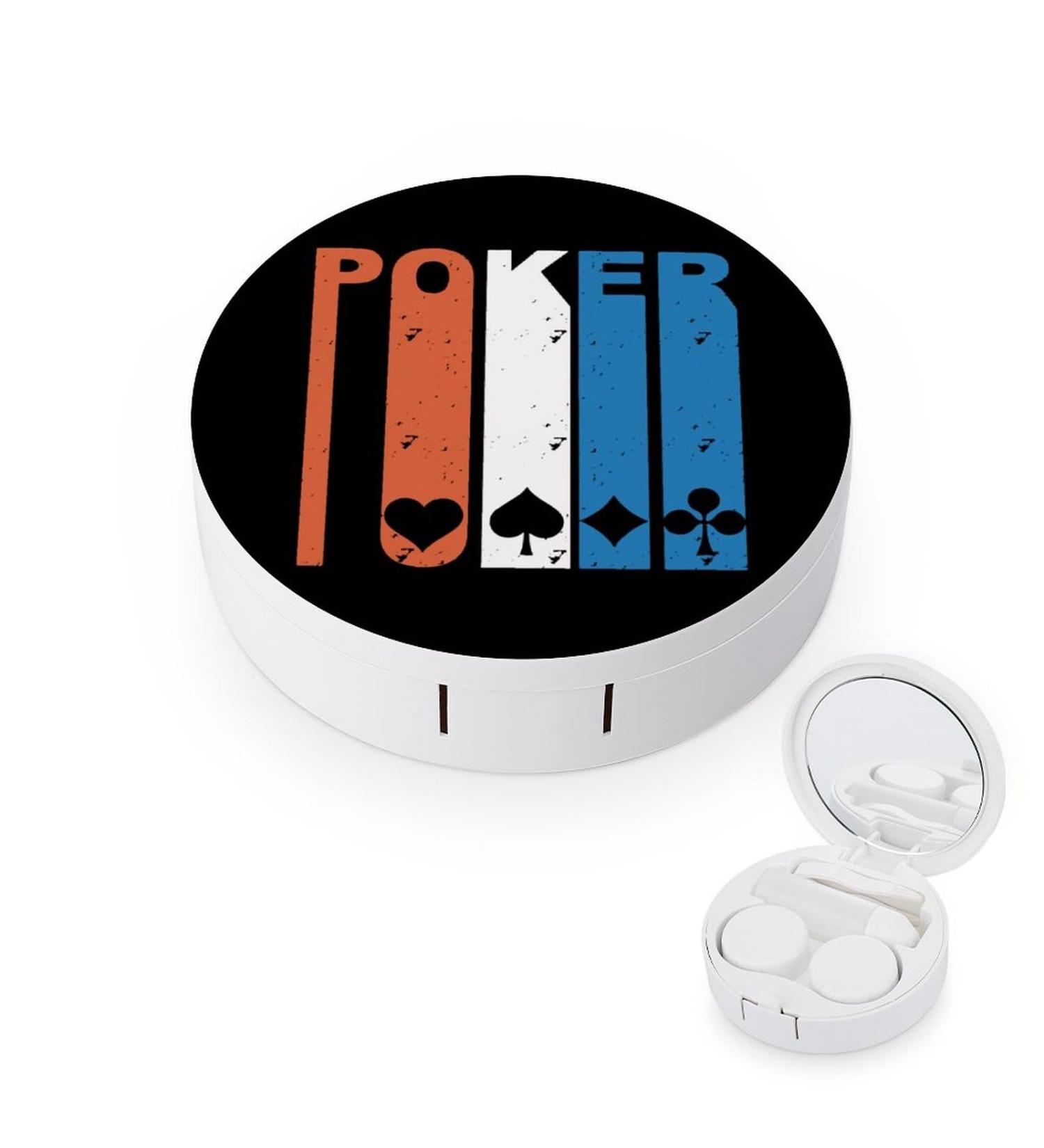 Retro Poker Round Case for Contact Lens Kit Storage Box with Mirror Portable Cute Lens Holder - Buy Online on GoSupps.com