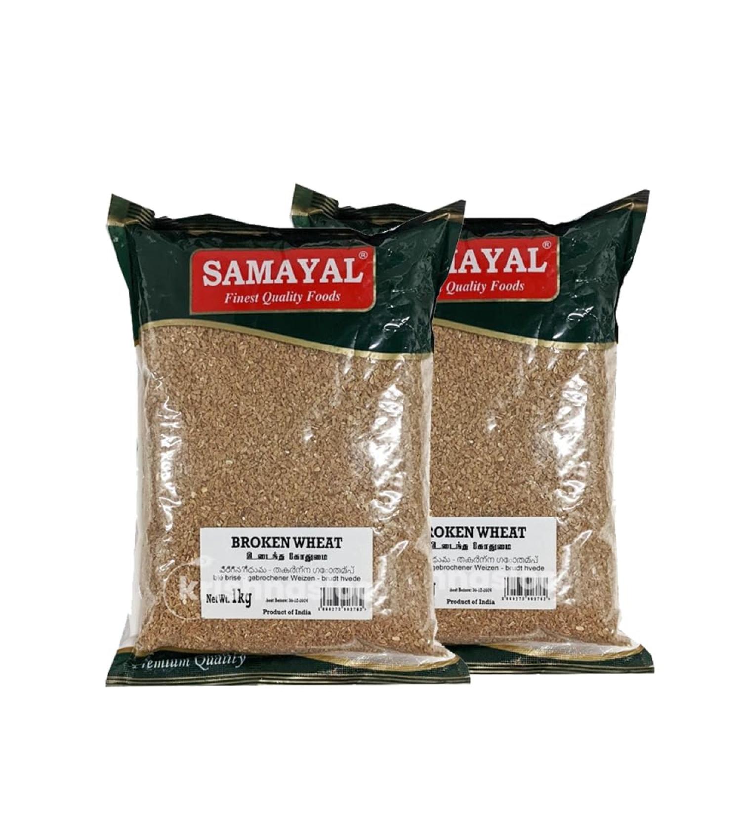 Samayal Broken Wheat | 1Kg | Healthful Cereal Grain | Used In Variety Of Dishes | Nutrient | Indian Origin (Pack of 2) - Buy Online on GoSupps.com