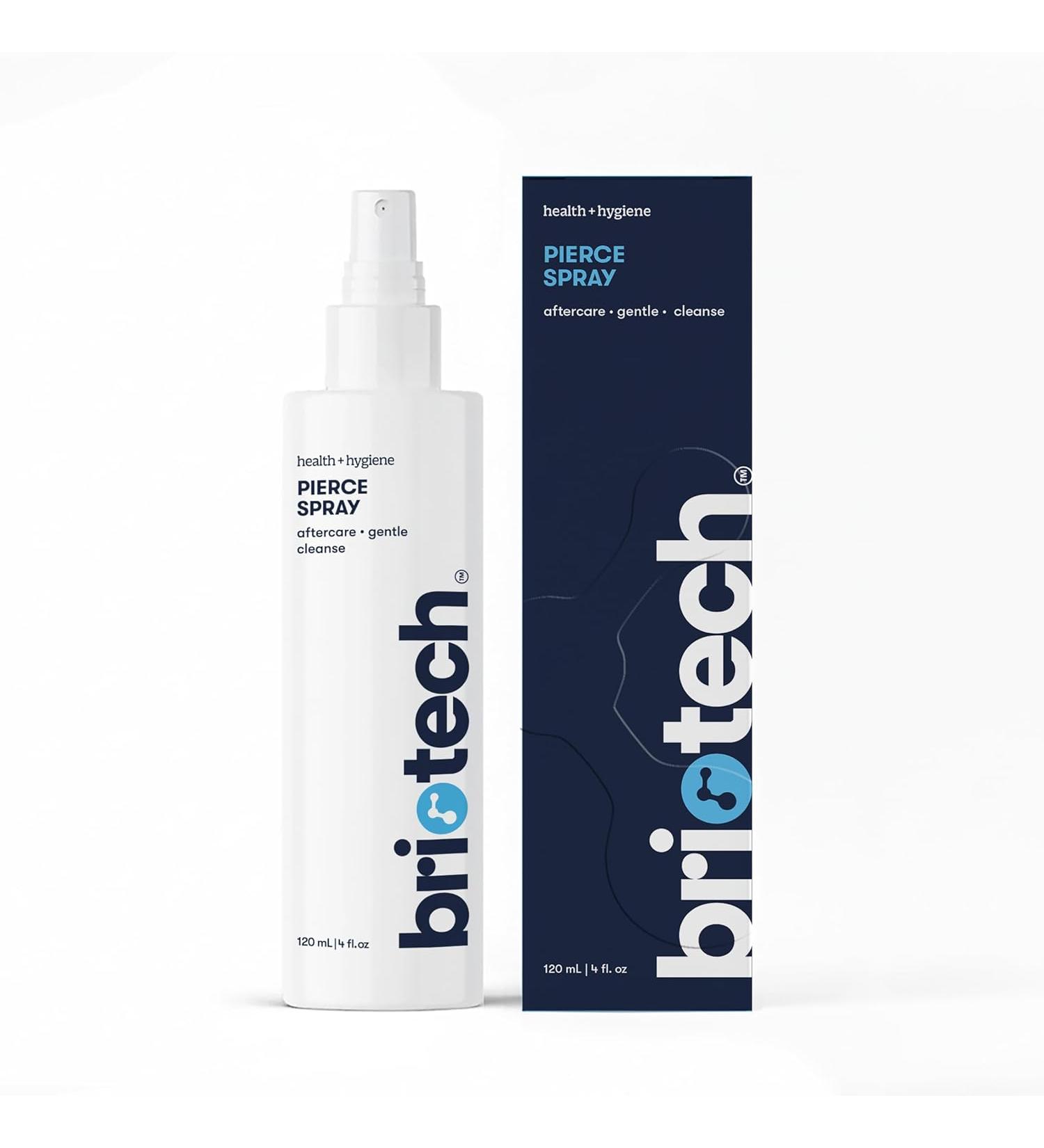 BrioCare Pierce Pro Gentle Saline Spray for Piercing & Body Mod Aftercare | Soothe Redness & Itch, Reduce Bumps | Hypochlorous HOCl Spray by BRIOTECH - Buy Online on GoSupps.com