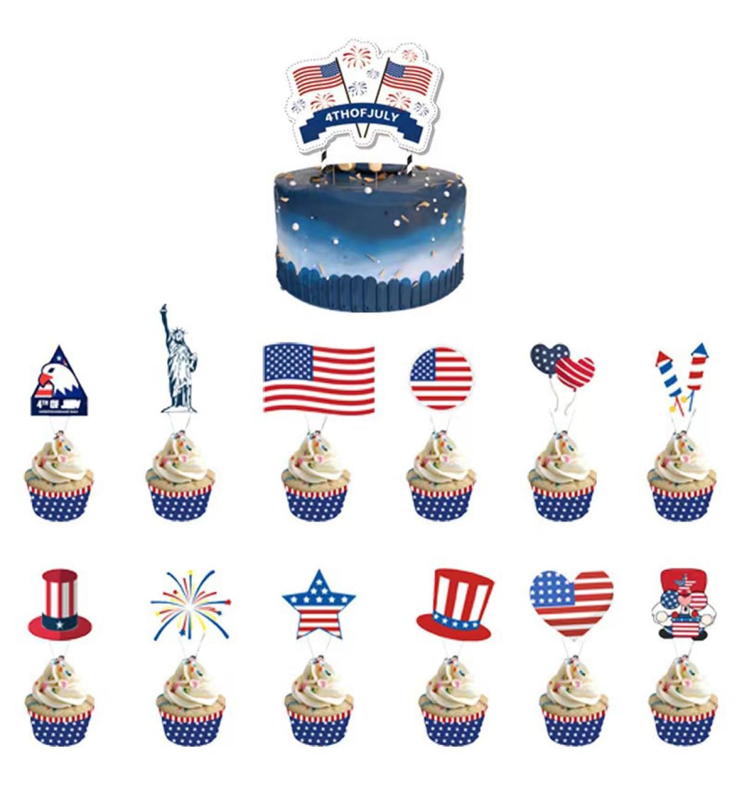 GULELAYAR 4th of July Cupcake Toppers 50 Pieces American Flag US Toothpick Flags Patriotic Cupcake Toppers Cake Toppers Picks Independence Day Dessert Cake Decorations Holiday Party Supplies Fourth of July - Buy Online on GoSupps.com