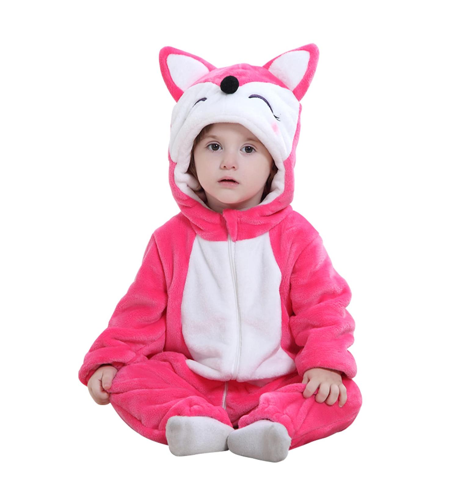 Doladola Unisex Baby Hooded Cartoon Animal Romper | Toddler's Jumpsuit 6-12 Months | Rose Fox Design - Buy Online on GoSupps.com