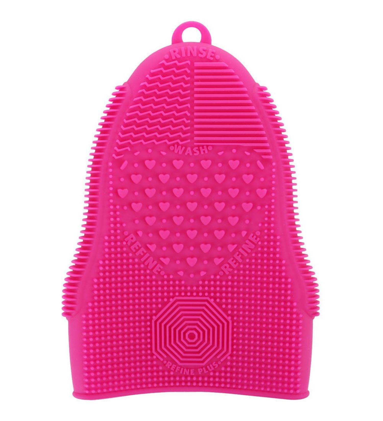 Buy Makeup Brush Cleaner Glove Mat - Silicone Cosmetic Scrubber for Face & Eye Brushes - Pink (Rose Red) - International Shipping Available - Buy Online on GoSupps.com