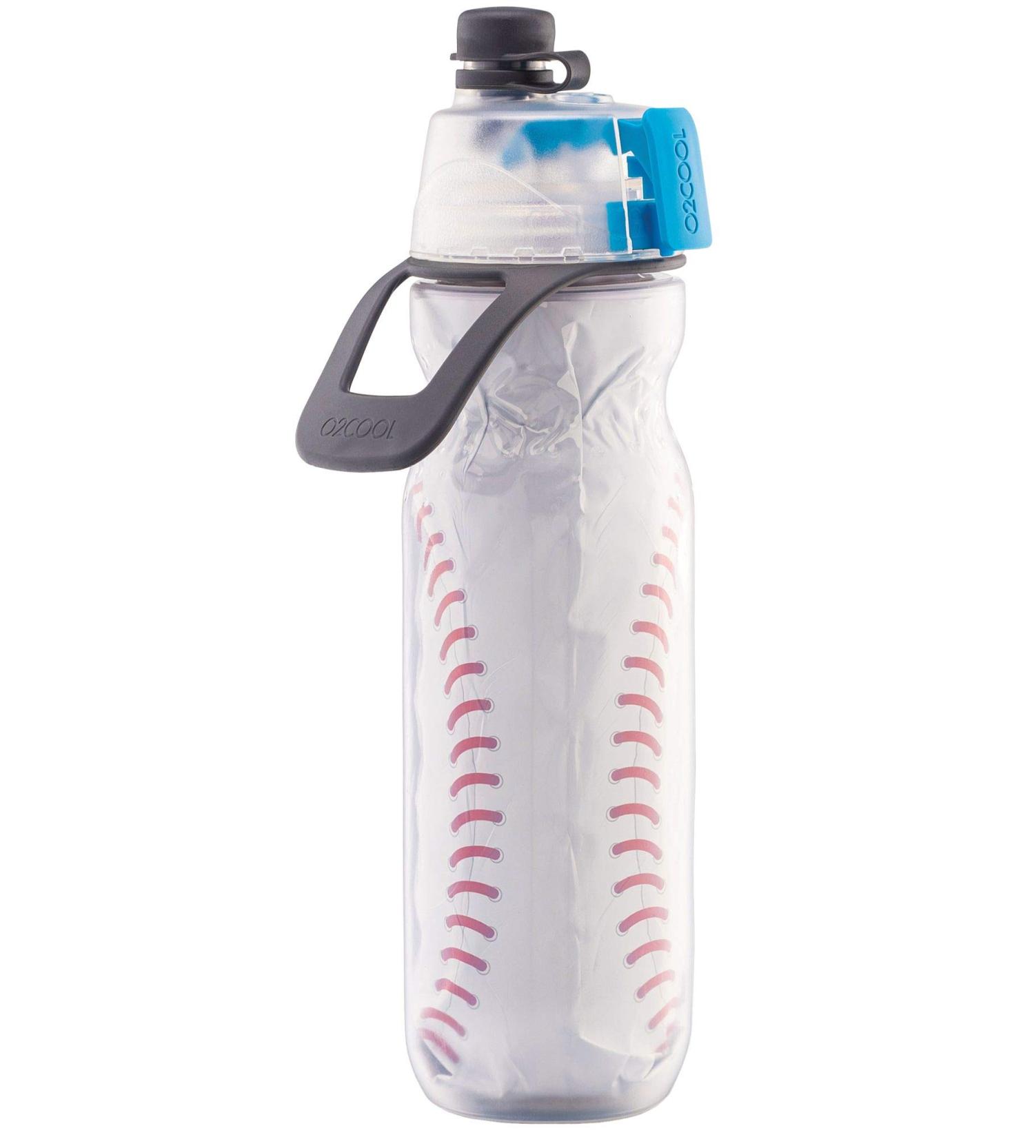 O2COOL Mist 'N Sip Misting Water Bottle 2-in-1 Function | No Leak Pull Top Spout | 20 oz Reusable Sports Water Bottle (Baseball) - Buy Online on GoSupps.com