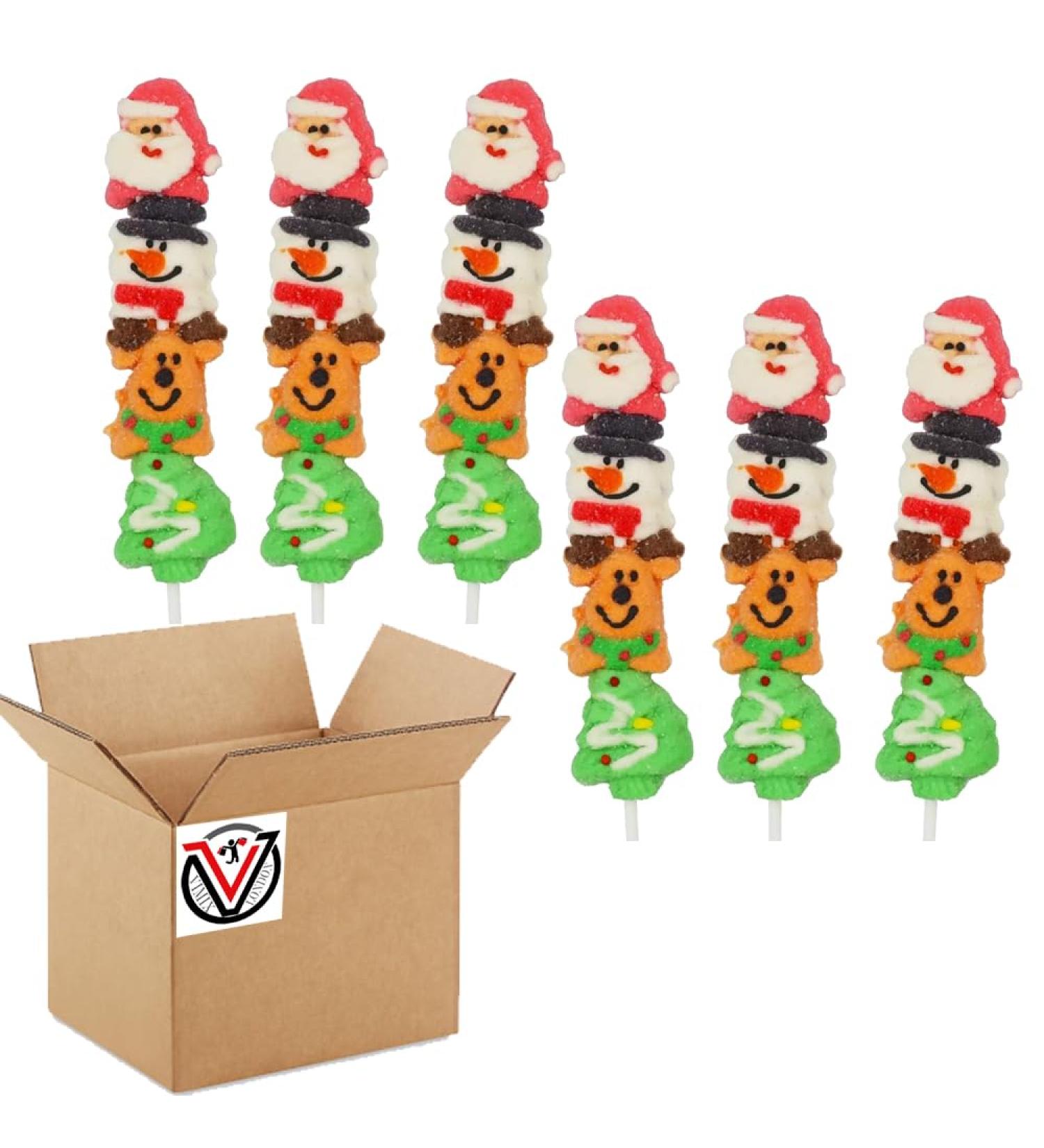 Candy Realms Christmas Mallow Skewers 06 x 45g | Christmas mallow skewer Strawberry flavour marshmallow lollipop VIMIX - Buy Online on GoSupps.com