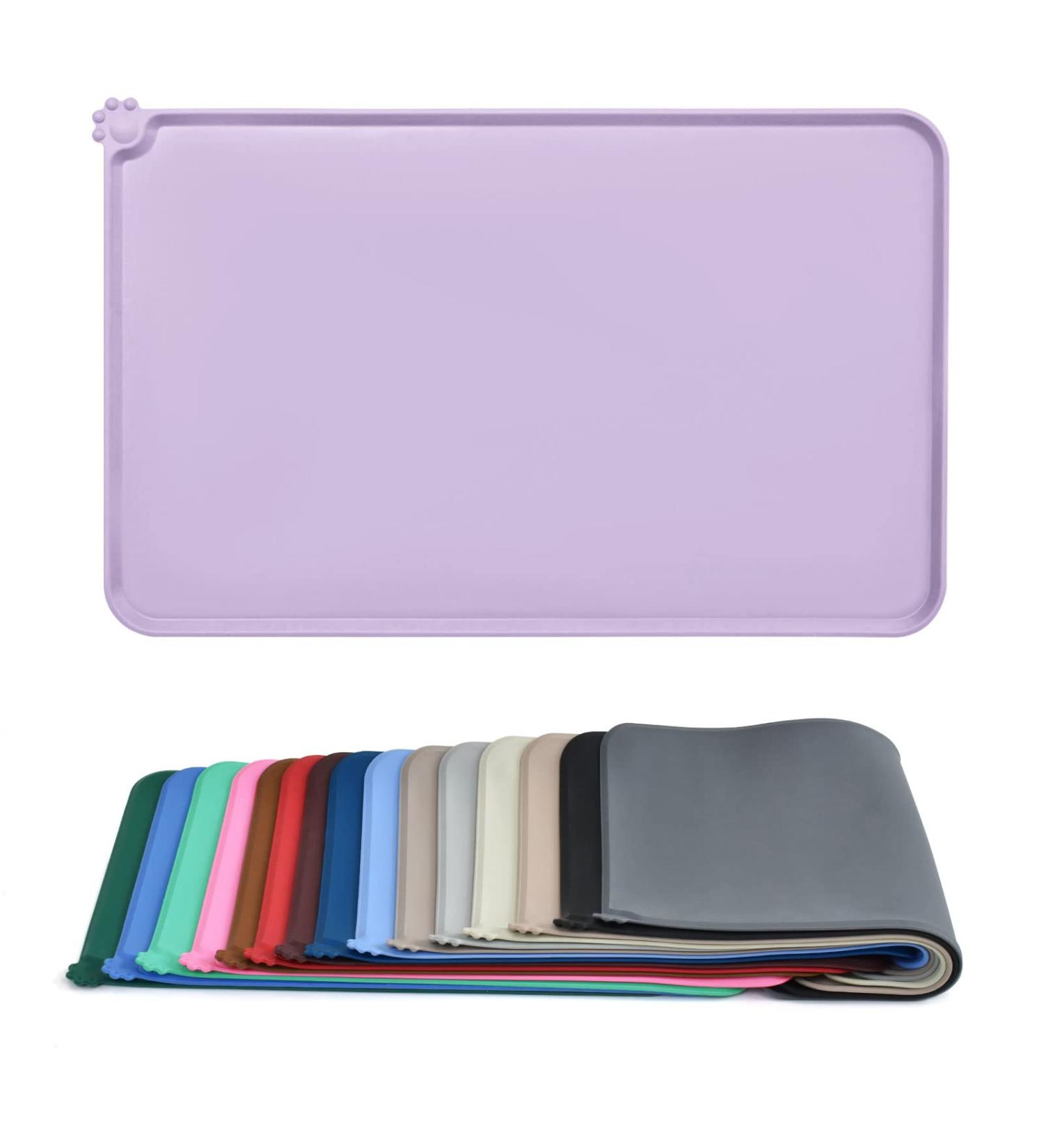Buy Audwud Silicone Waterproof Pet Feeding Mat - Anti-Slip Dog & Cat Bowl Mat 53x38 cm - Hibiscus Design - Buy Online on GoSupps.com