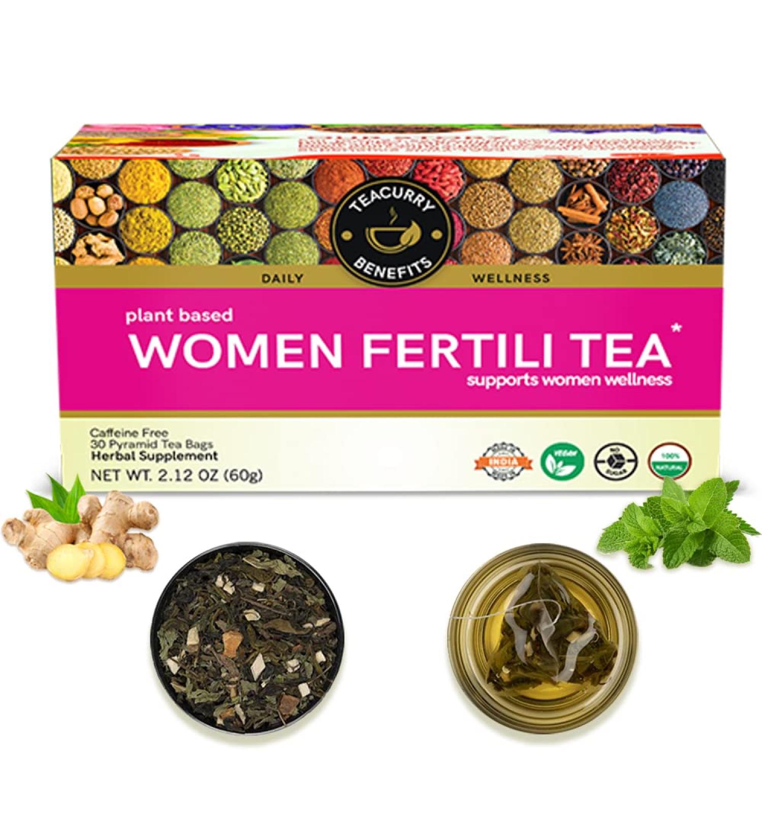 Teacurry Women Fertility Tea - 1 Month 30 Teabags - Helps to Boost Natural Fertility Improve Hormonal Imbalance Preconception Support - Women Fertili Tea - Buy Online on GoSupps.com