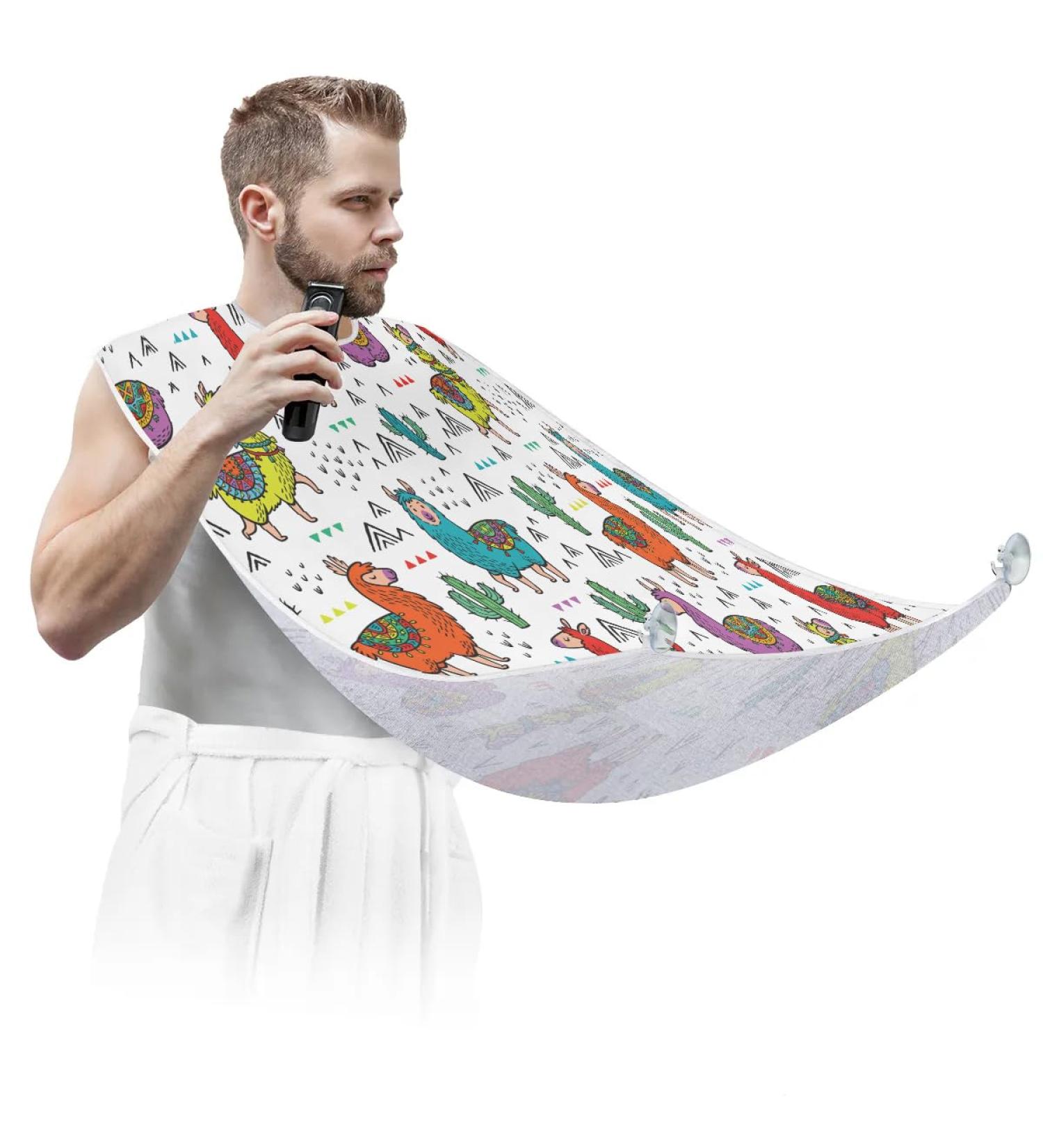 Beard Bib Apron for Men | Non-Stick Waterproof Hair Catcher | Cute Alpaca Pattern | Perfect for Shaving & Grooming - Buy Online on GoSupps.com