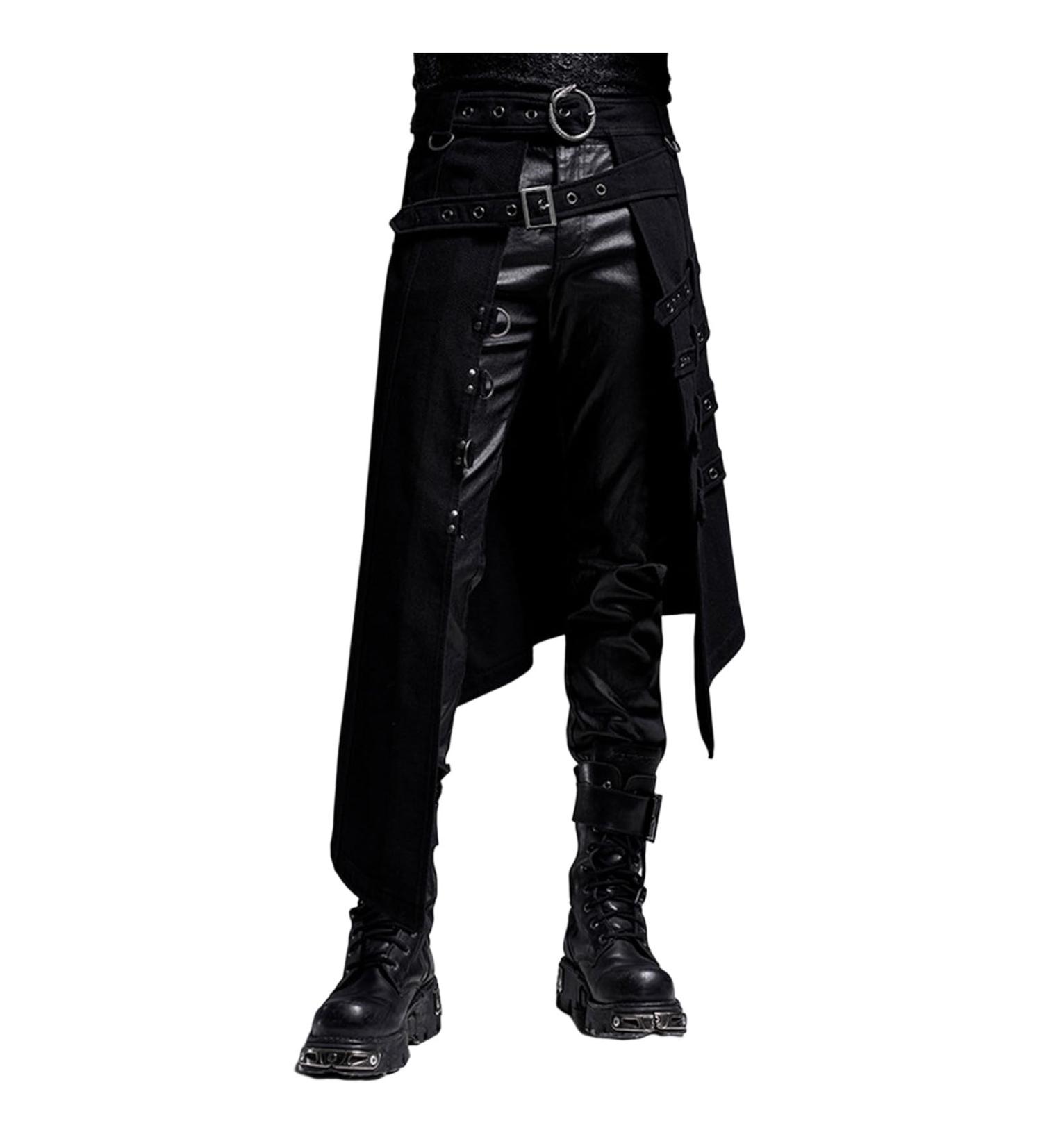 Men's Scottish Kilt Shoes | Stylish Medieval Punk Skirts | High Waist Slim Fit Black XL - Buy Online on GoSupps.com