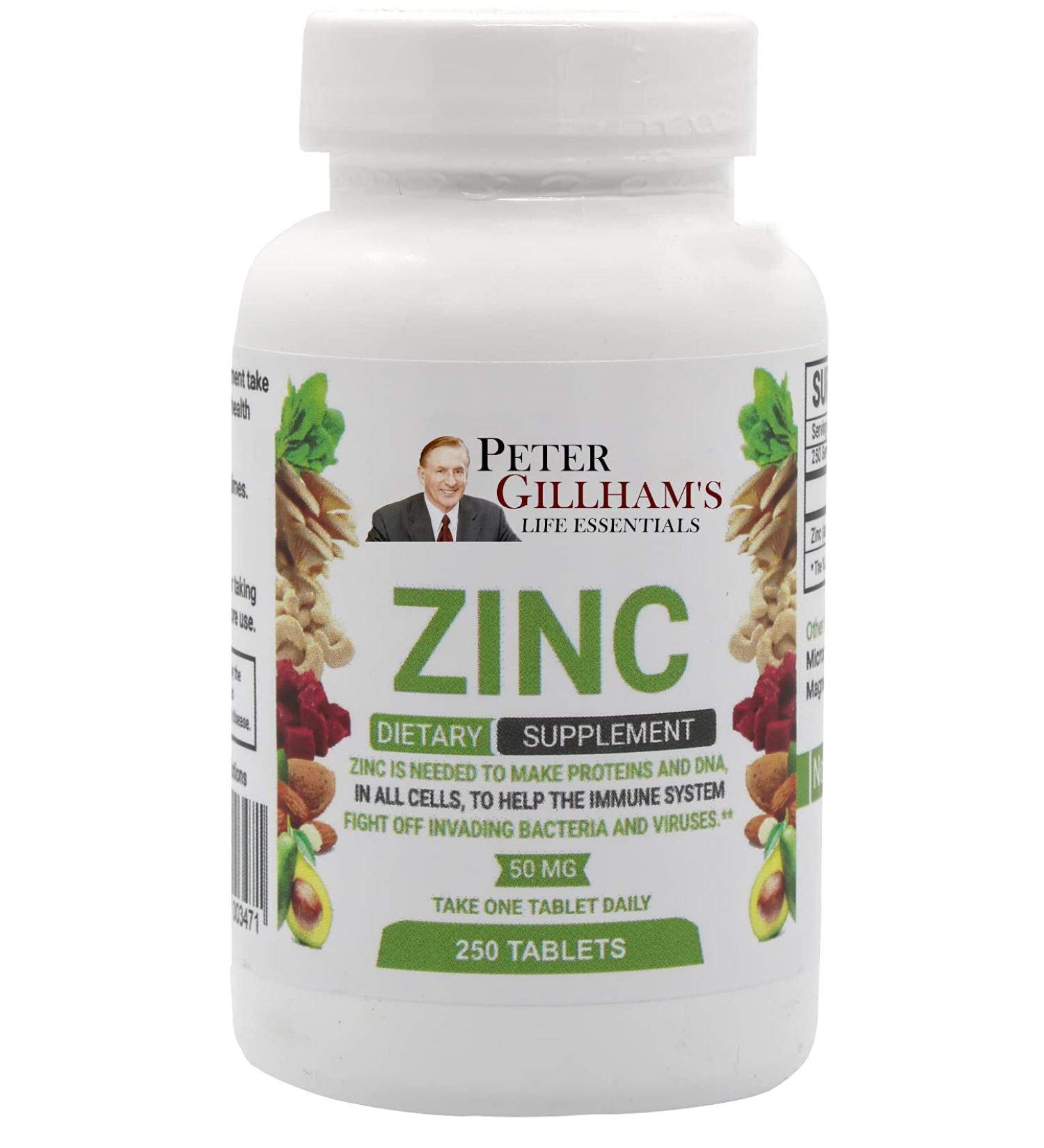 Peter Gillham's Life Essentials Zinc Tablets - 50mg Immune System Support - 250 Tablets - Buy Online on GoSupps.com