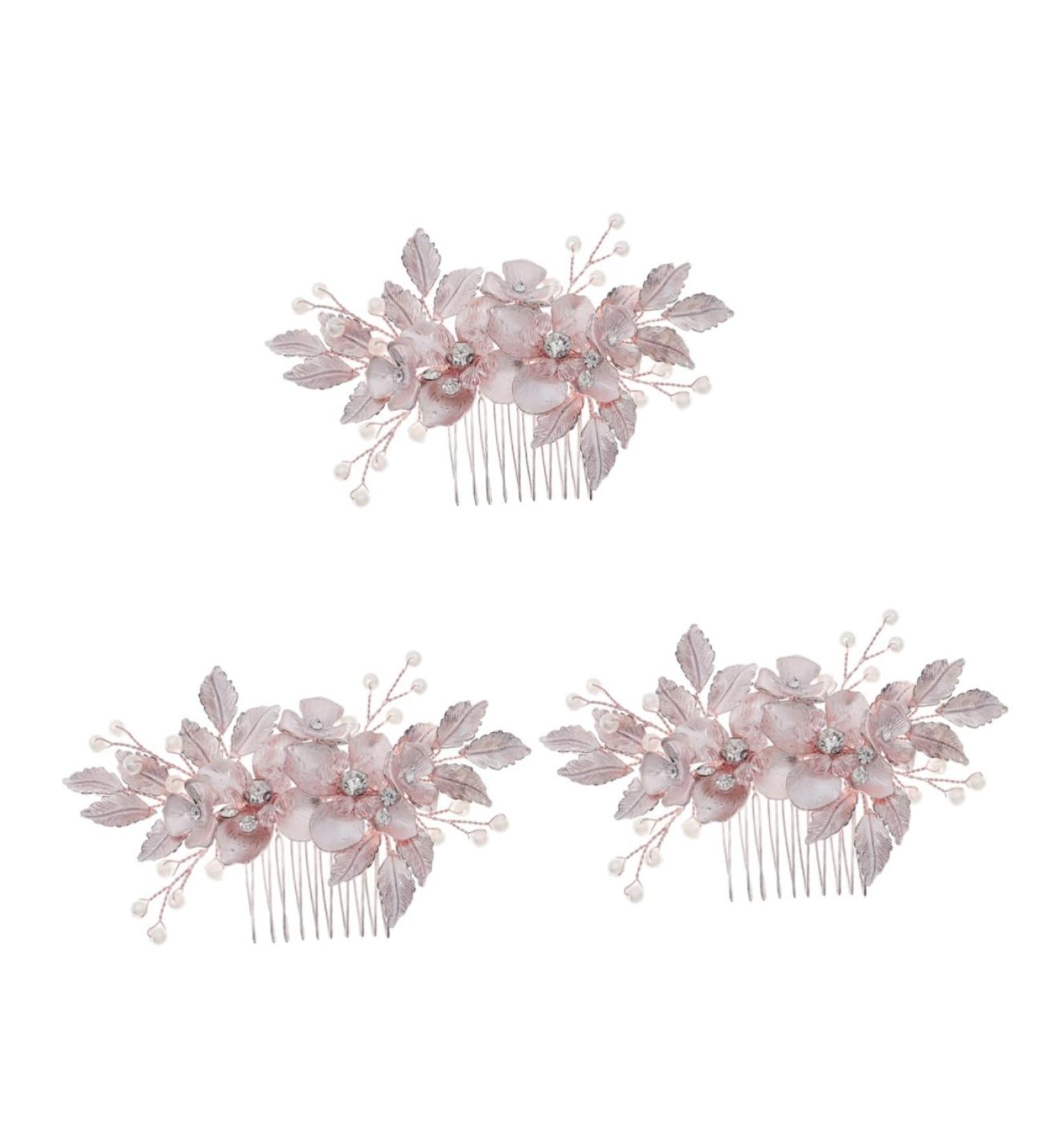 Beaupretty Comb bride wedding tiara wedding Crystal hair comb bridal flower hair combs rhinestone pearl hair comb rhinestone pearl side comb flower girl bridesmaid Zinc alloy rose Gold - Buy Online on GoSupps.com