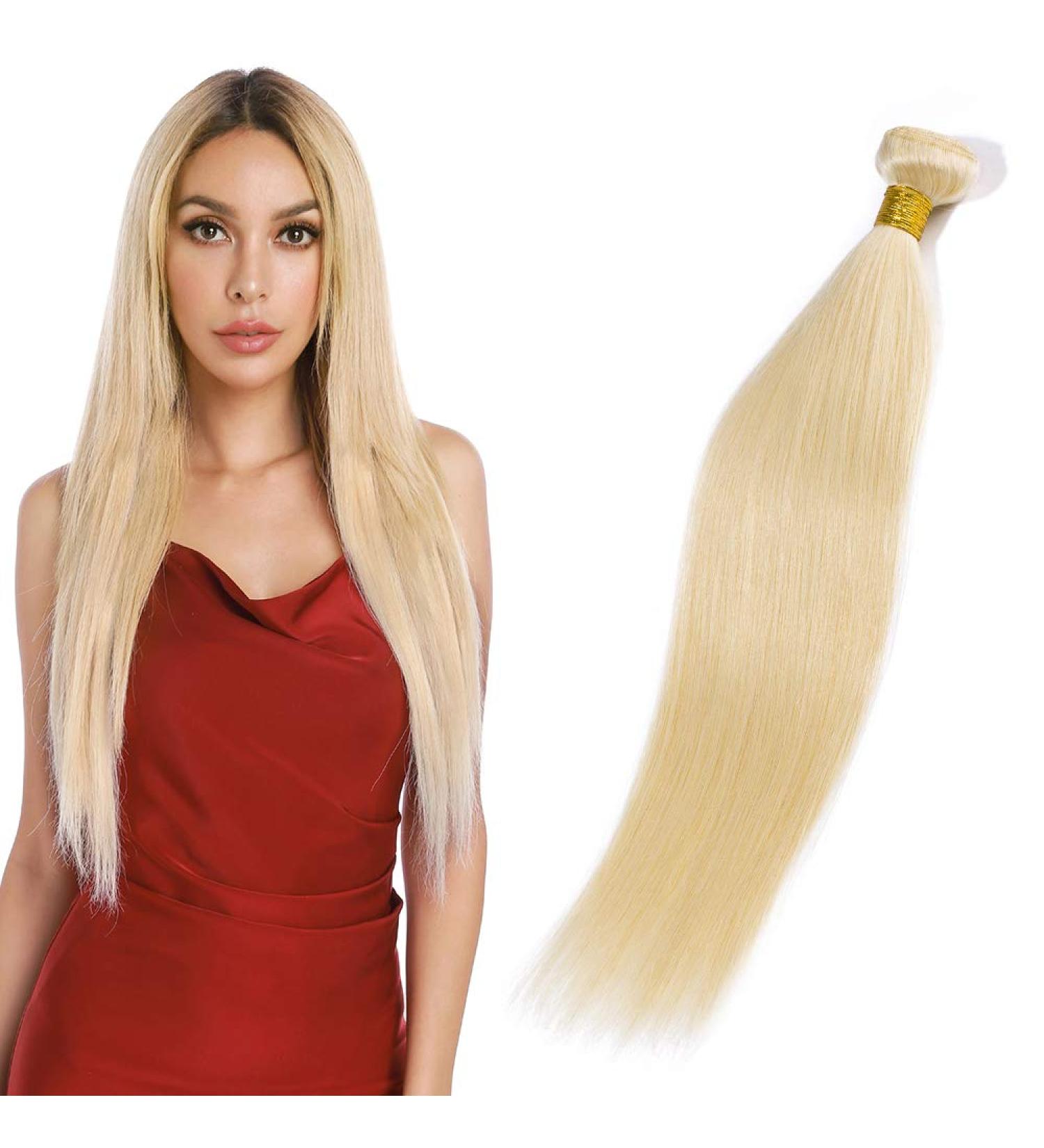 Elailite Real Hair Tresses - 30cm Brazilian Human Hair Bundles Extensions #613 Bleached Blonde 100g - Smooth Quality Hair Extensions - Buy Online on GoSupps.com