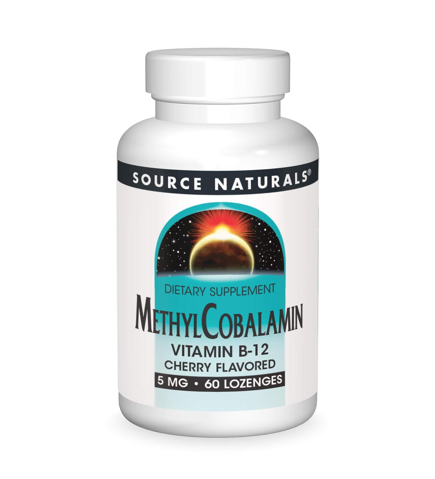 Source Naturals MethylCobalamin Vitamin B12 5mg - Cherry Lozenges, 60 Count - Buy Online on GoSupps.com