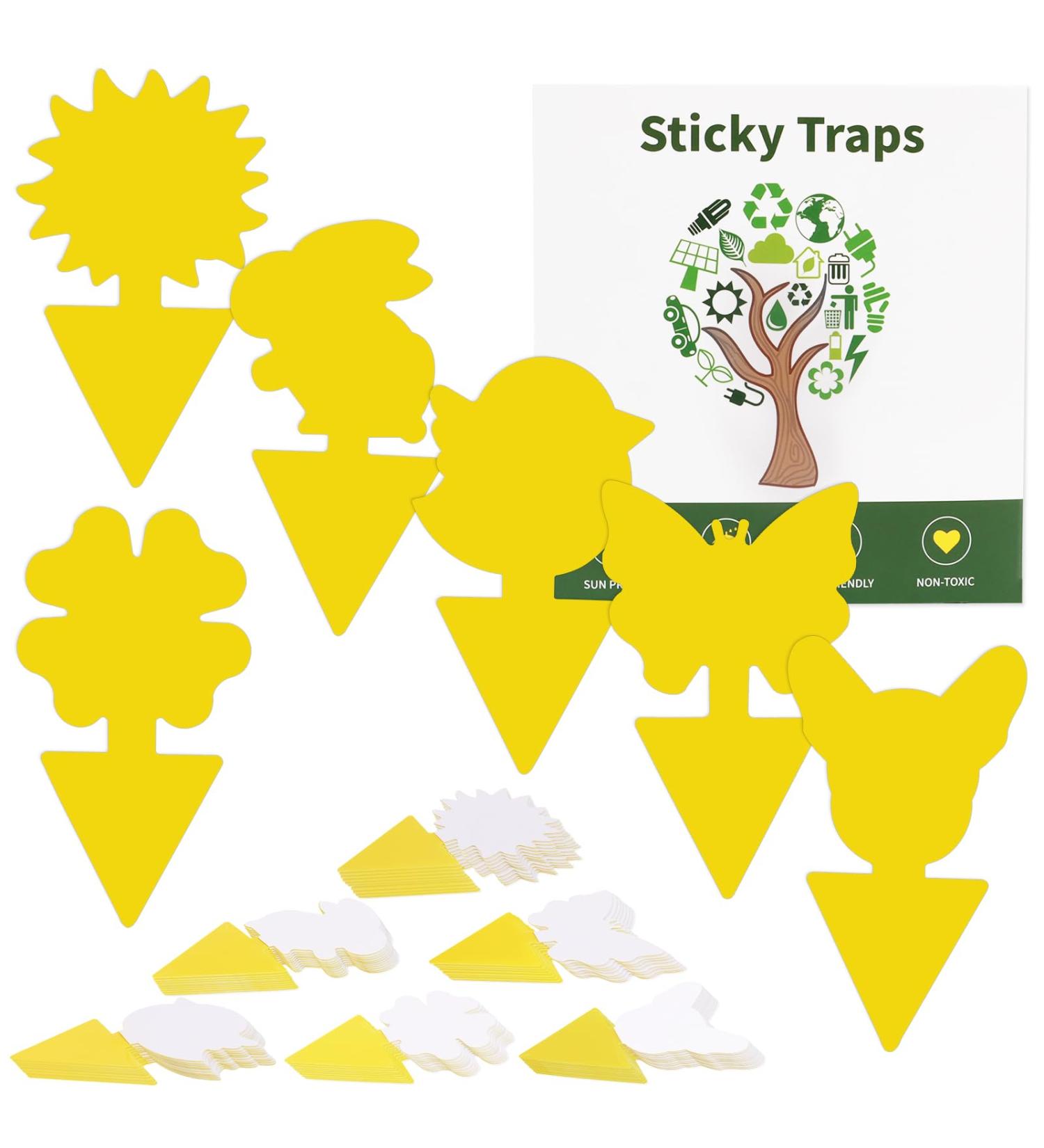 60-Piece Yellow Stickers for Fungus Gnats | Safe Odorless Adhesive Traps for Houseplants & Flowers - Effective Indoor & Outdoor Fly Control - Buy Online on GoSupps.com