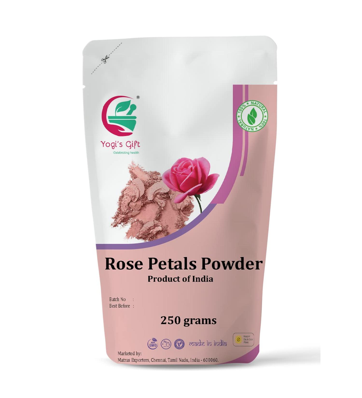 Rose Flower Powder 250g | Natural Tea & Smoothie Ingredient | Soothing Face Mask & Toner | Yogis Gift  - Buy Online on GoSupps.com