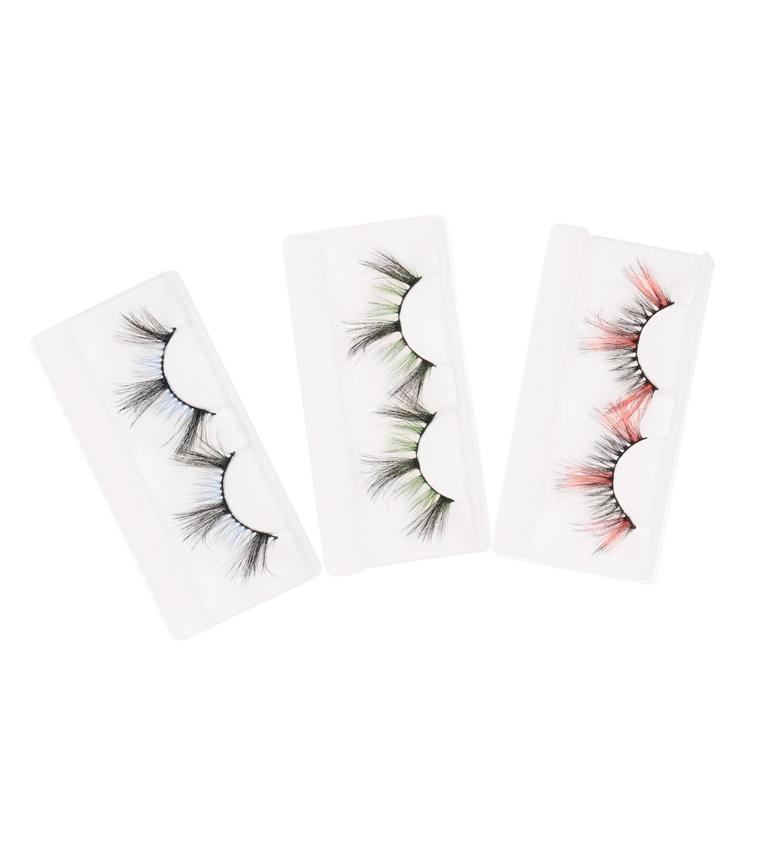 POPETPOP 3 Pairs False Lashes Fake Lashes for Party Cosplay Fake Lashes Colored Lashes Colored Fake Lashes Imitation Eyelash Set - Buy Online on GoSupps.com