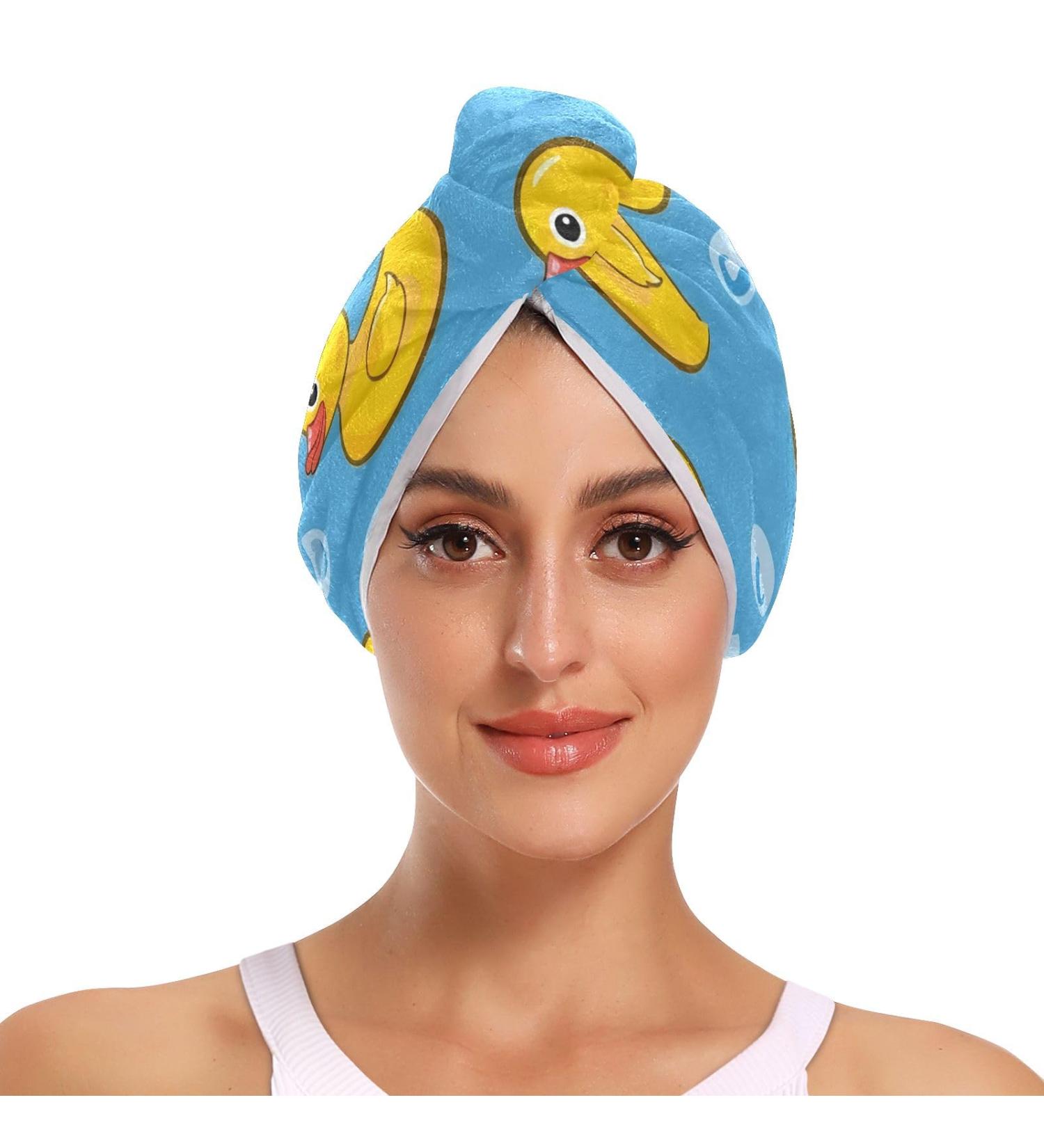 Little Yellow Duck Hair Towel 2 Pack - Super Absorbent Quick Dry Turbans for Women & Girls - Buy Online on GoSupps.com