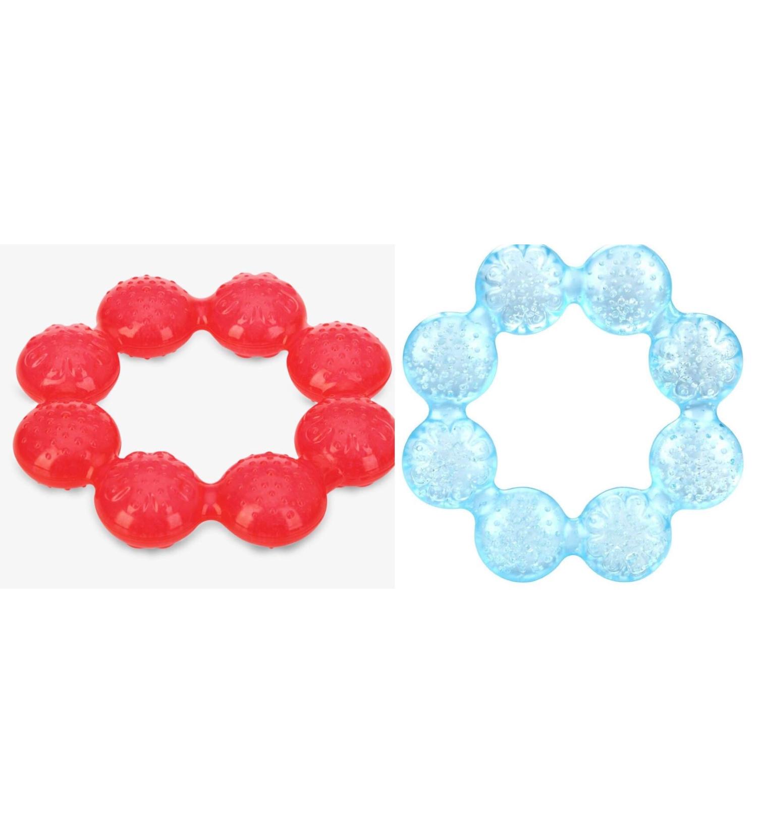 Nuby Pur Ice Bite Soother Ring Teether (Blue/Red) - Soothing Relief for Teething Babies - Buy Online on GoSupps.com