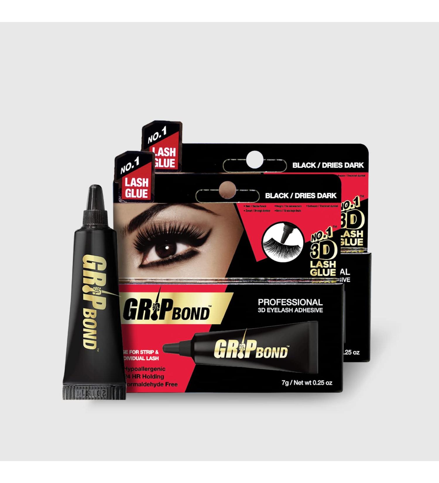 Grip Bond Black Latex Eyelash Adhesive 0.25oz - Dries Dark, 2 Pack - Buy Online on GoSupps.com