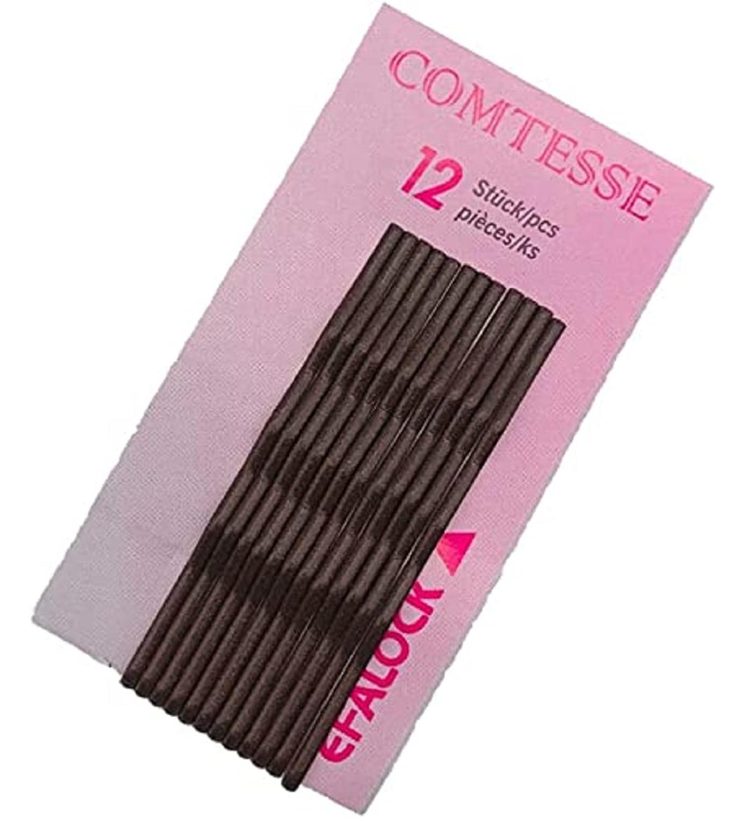 Efalock Professional Comtesse hair clips brown matt 12 pieces 7 cm brown 7 cm
