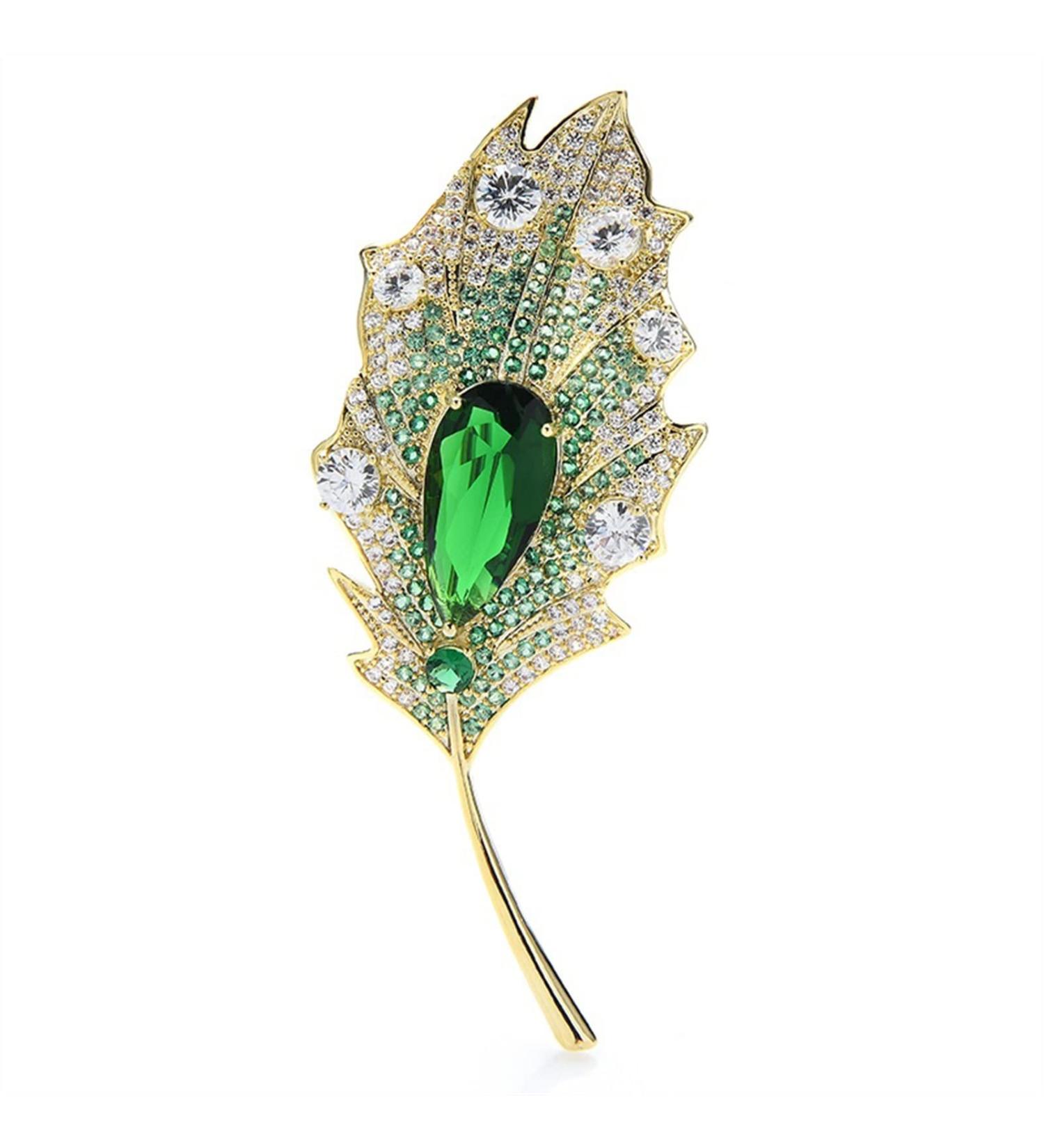 Pin Jewelry Gifts for Women Ladies Elegant Luxury Green Leaf Brooch Leaf Shape Wedding Banquet Brooch Ladies Fashion Accessories Brooches & Pins - Buy Online on GoSupps.com
