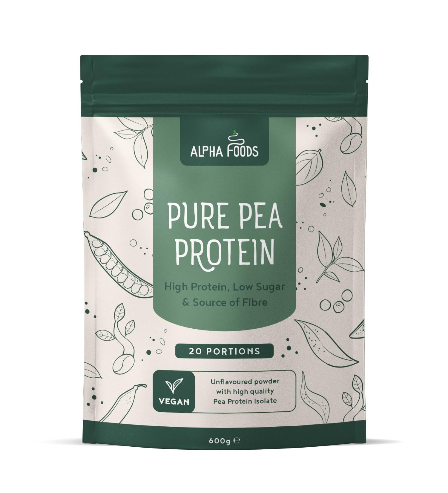 Alpha Foods BV Vegan Protein Powder Natural 23g Protein Pure Pea Protein Muscle Building and Recovery 600g Vegan Protein Powder Alpha Foods - Buy Online on GoSupps.com