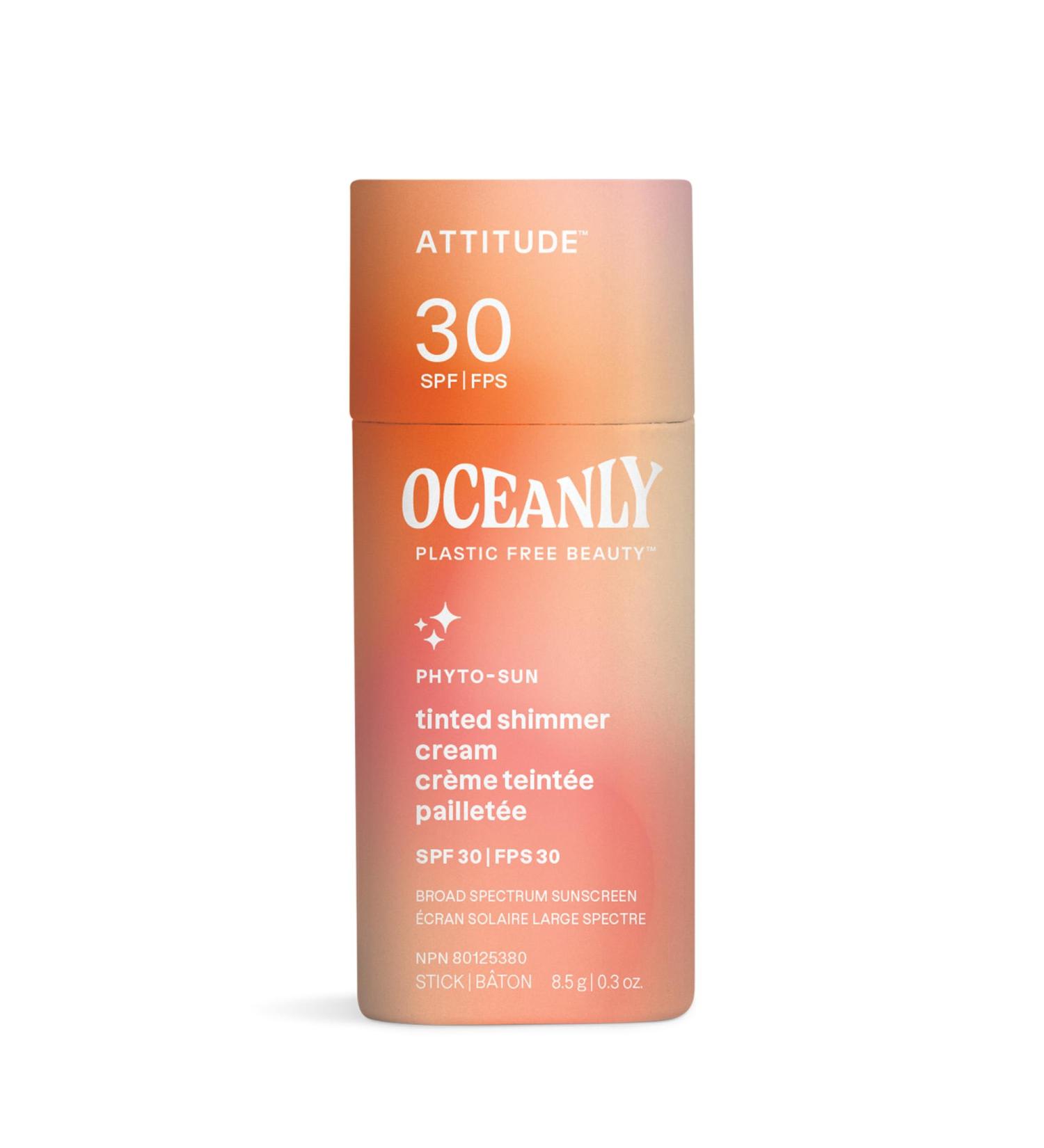 ATTITUDE Oceanly Tinted Shimmer Face Cream Stick with SPF 30 EWG Verified Plastic-Free Broad Spectrum UVA/UVB Protection with Zinc Oxide Universal Tint Unscented 0.3 Ounce 0.3 Ounce (Pack of 1) - Buy Online on GoSupps.com